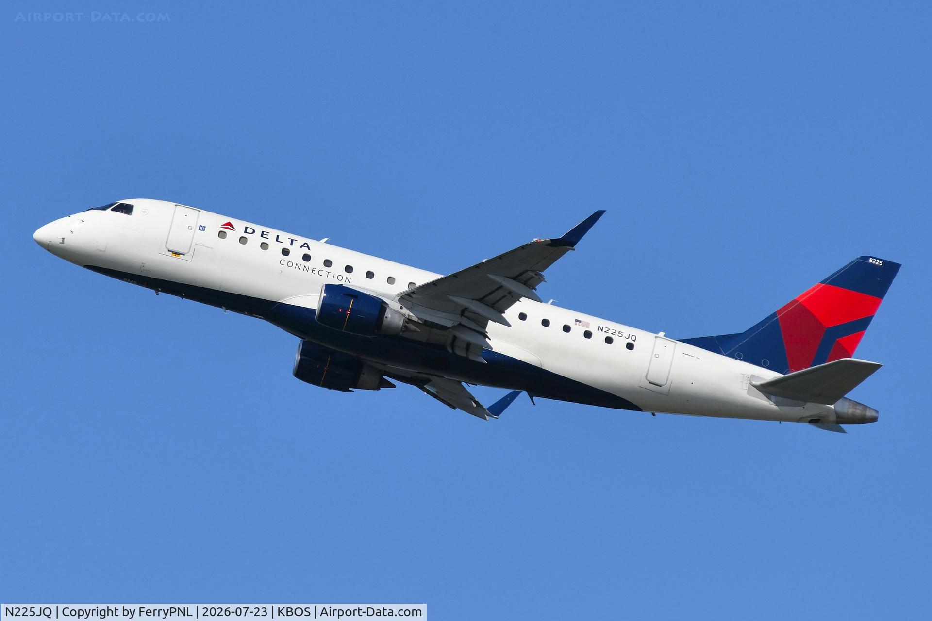 Aircraft N225JQ, 2008 Embraer 175LR (ERJ-170-200LR), c/n 17000210, Departure of Delta Connection ERJ175, at KBOS, photo by FerryPNL