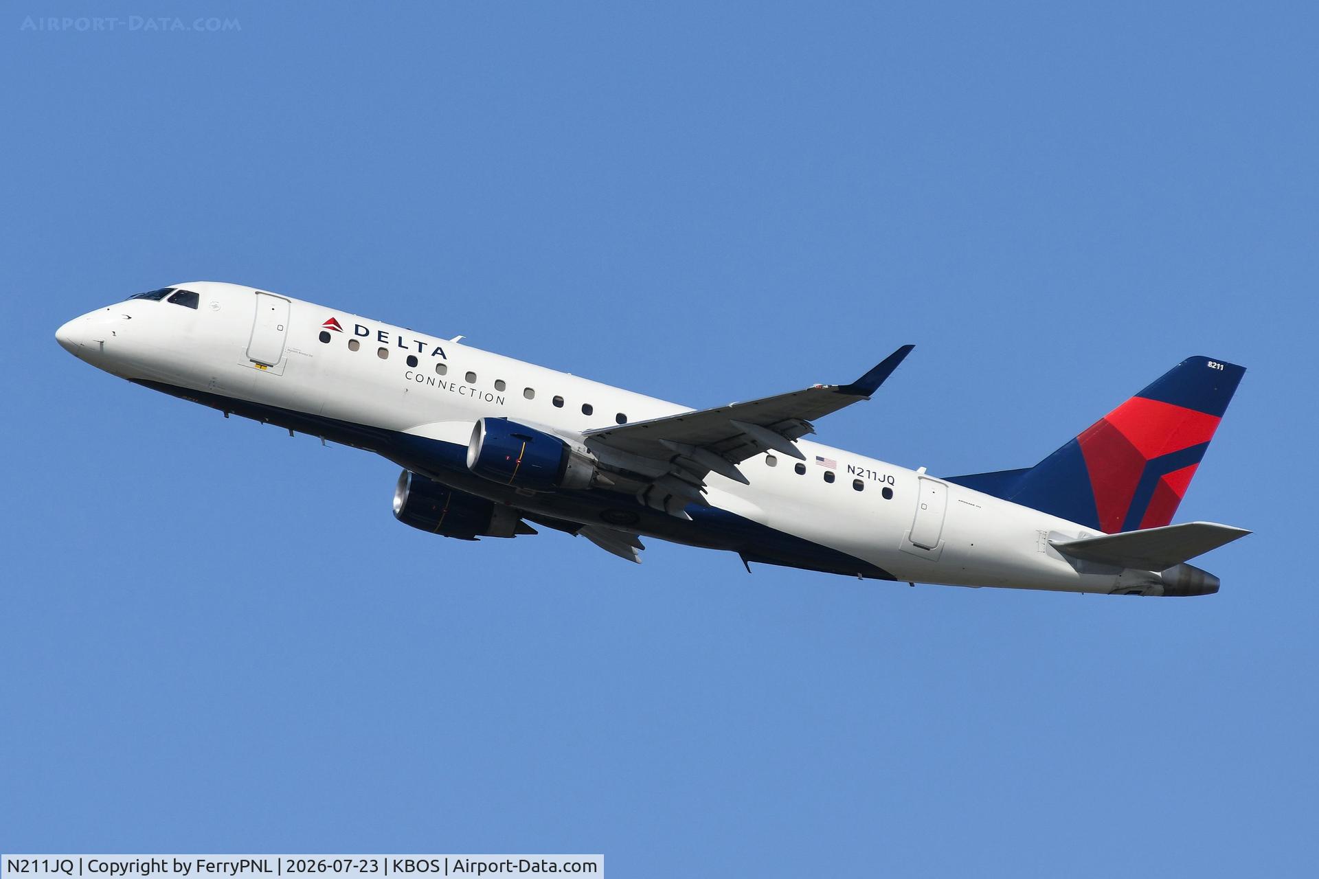 Aircraft N211JQ, 2008 Embraer 175LR (ERJ-170-200LR), c/n 17000261, Delta ERJ175, at KBOS, photo by FerryPNL