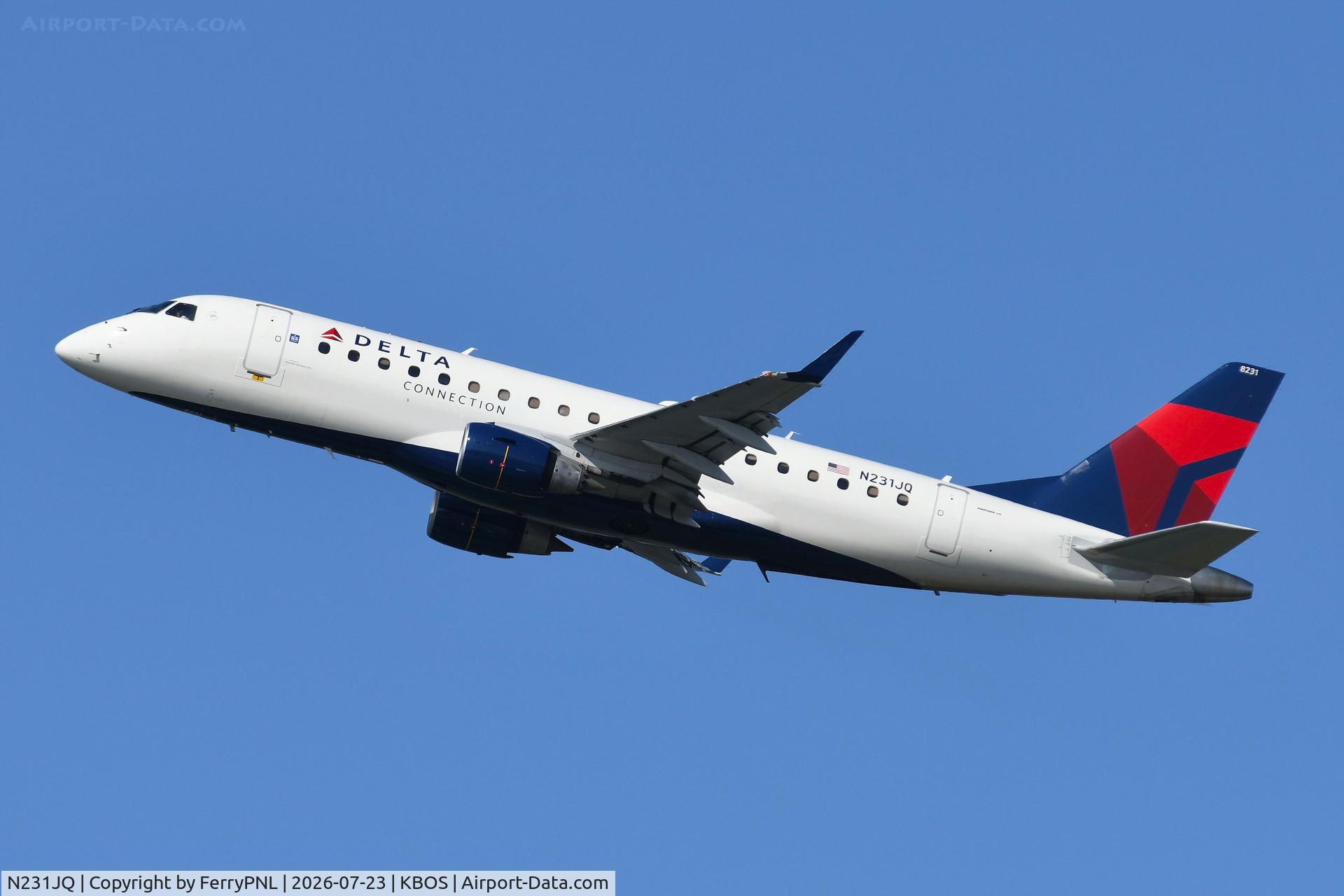Aircraft N231JQ, 2008 Embraer 175LR (ERJ-170-200LR), c/n 17000222, One of many ERJ175 operated by DLC in BOS, at KBOS, photo by FerryPNL