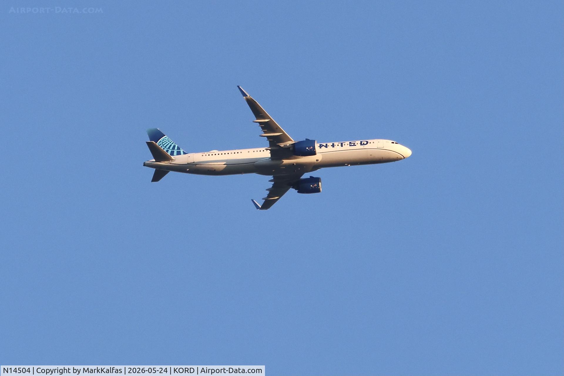 Aircraft N14504, 2024 Airbus 321-271NX, c/n 11708, A321 United Airlines AIRBUS A321-271NX N14504, UA2701 MCO-ORD, at KORD, photo by MarkKalfas