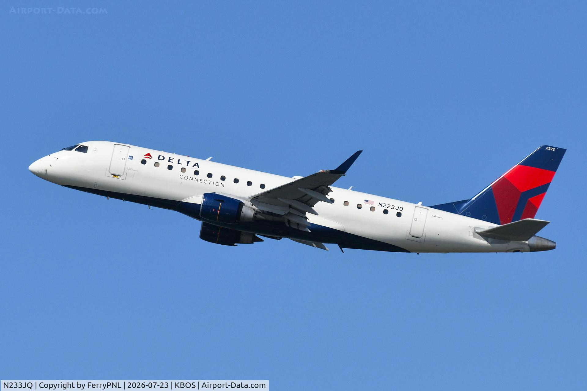 Aircraft N233JQ, 2008 Embraer 175R (ERJ-170-200LR), c/n 17000226, Departure of Delta Connection ERJ175, at KBOS, photo by FerryPNL