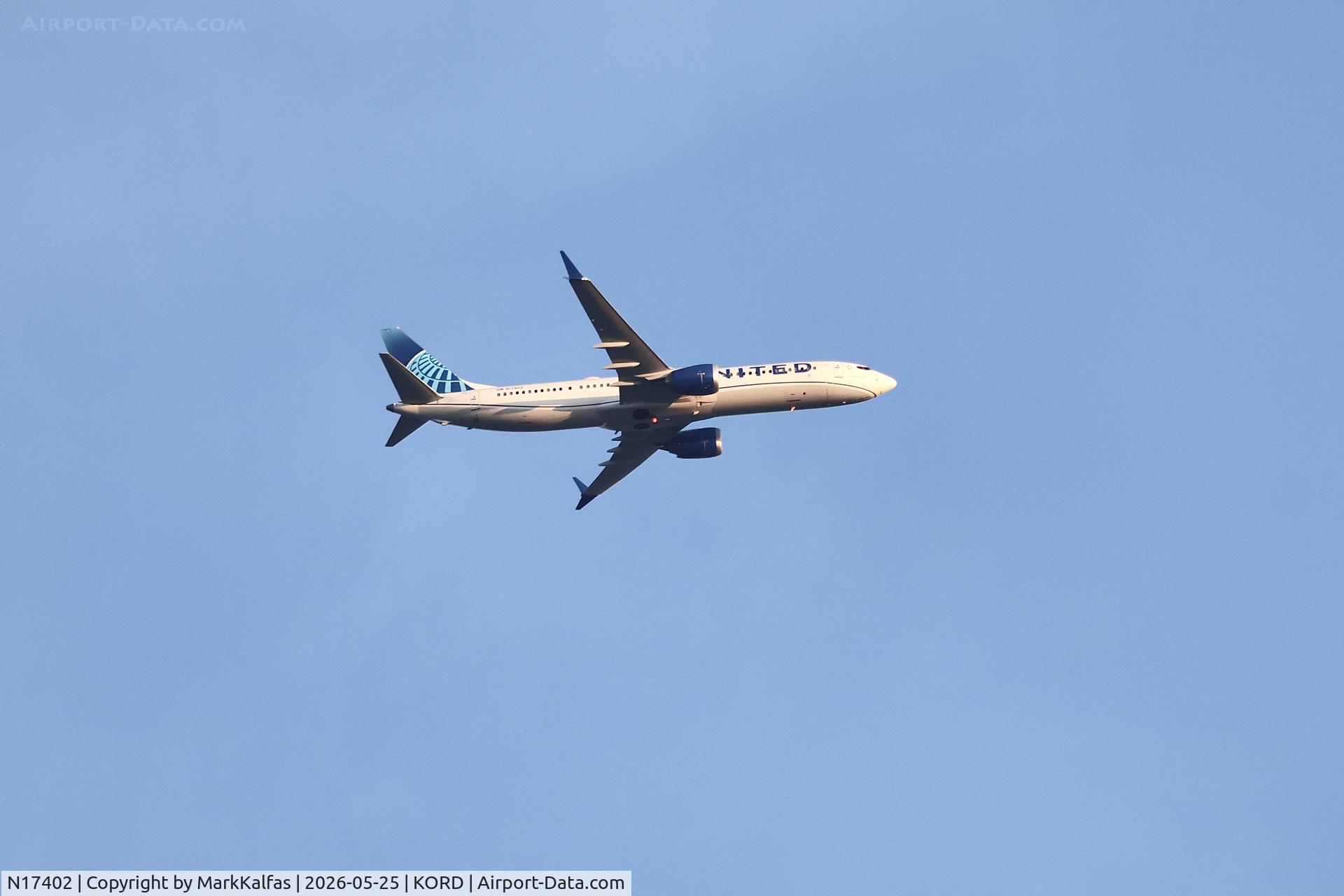 Aircraft N17402, 2025 Boeing 737 MAX 9, c/n 67639 l/n 9125, B39M United Boeing 737 MAX 9 N17402 arriving KORD, at KORD, photo by MarkKalfas