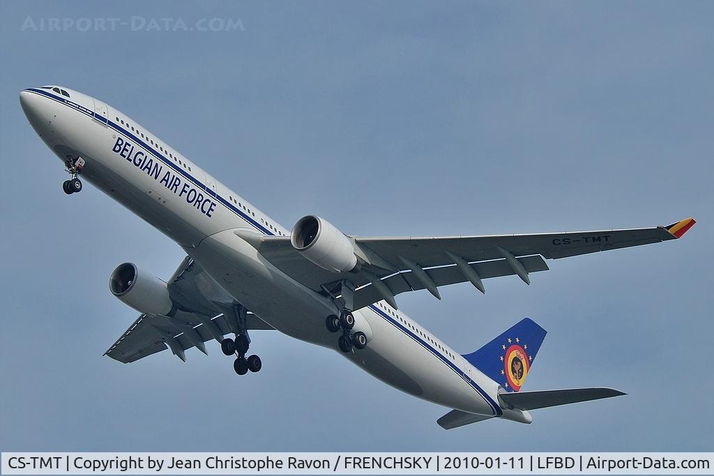 Aircraft CS-TMT, 1996 Airbus A330-322, c/n 096, HiFly > Belgian Air Force, at LFBD, photo by Jean Christophe Ravon / FRENCHSKY