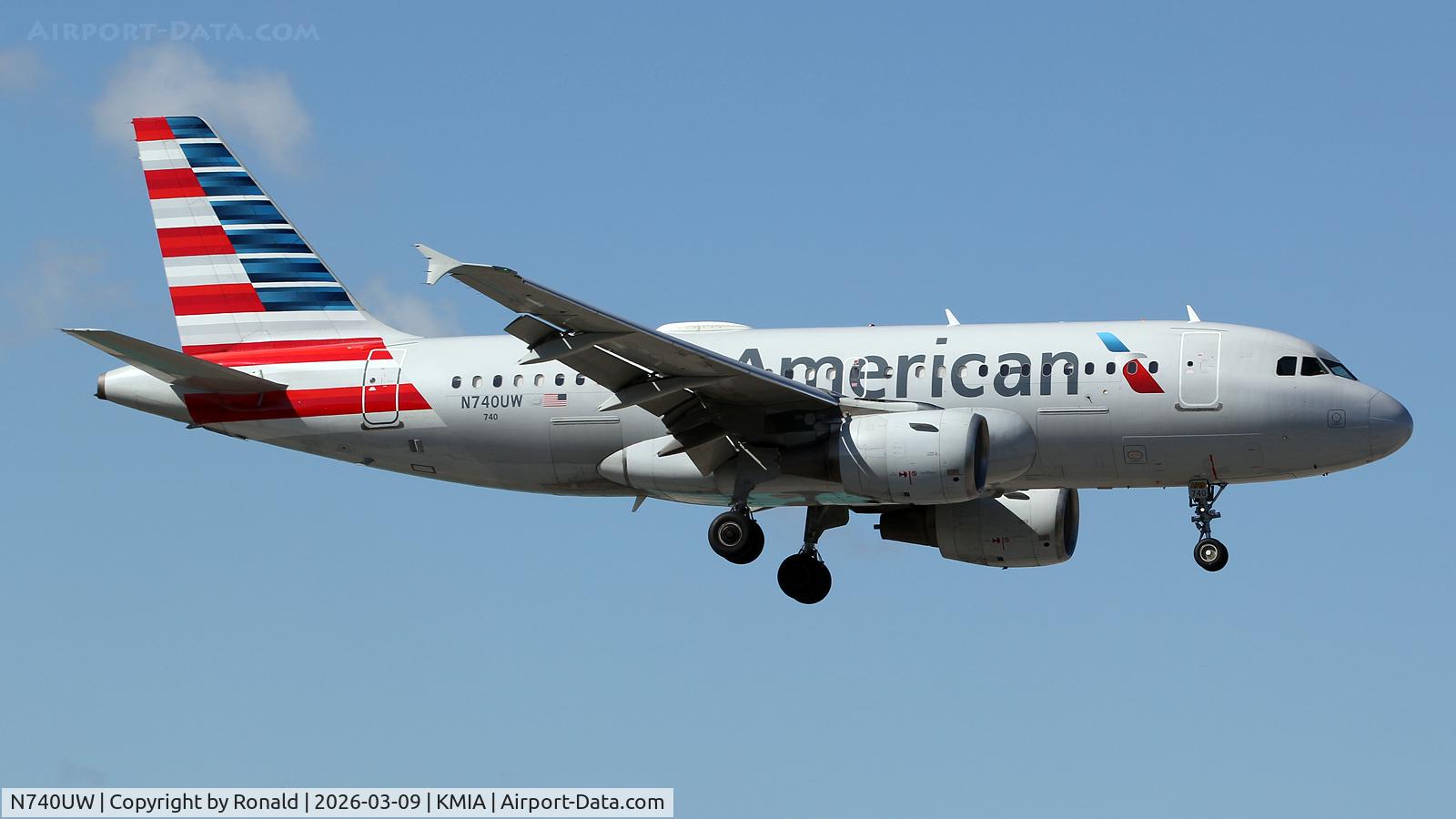Aircraft N740UW, 2000 Airbus A319-112, c/n 1265, at mia, at KMIA, photo by Ronald