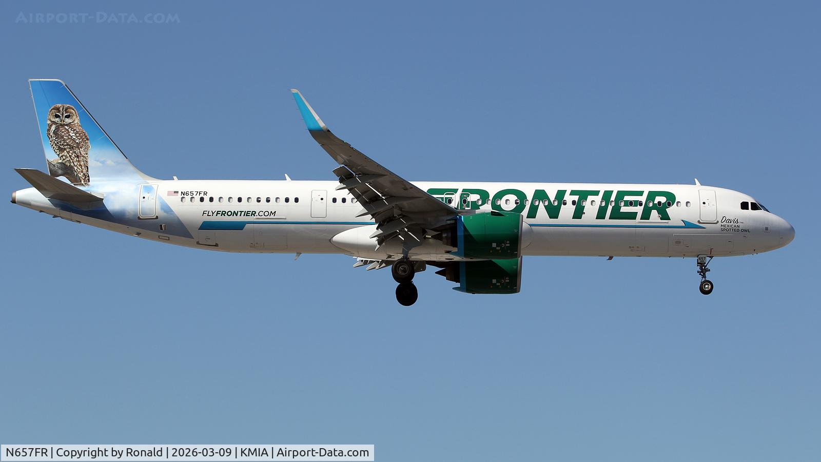 Aircraft N657FR, 2024 Airbus A321-271 NX, c/n 12276, at mia, at KMIA, photo by Ronald