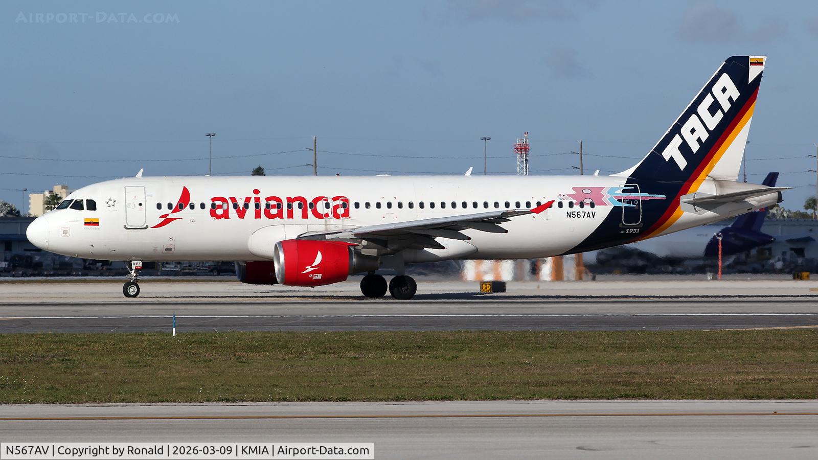Aircraft N567AV, 2011 Airbus A320-214, c/n 4567, at mia, at KMIA, photo by Ronald