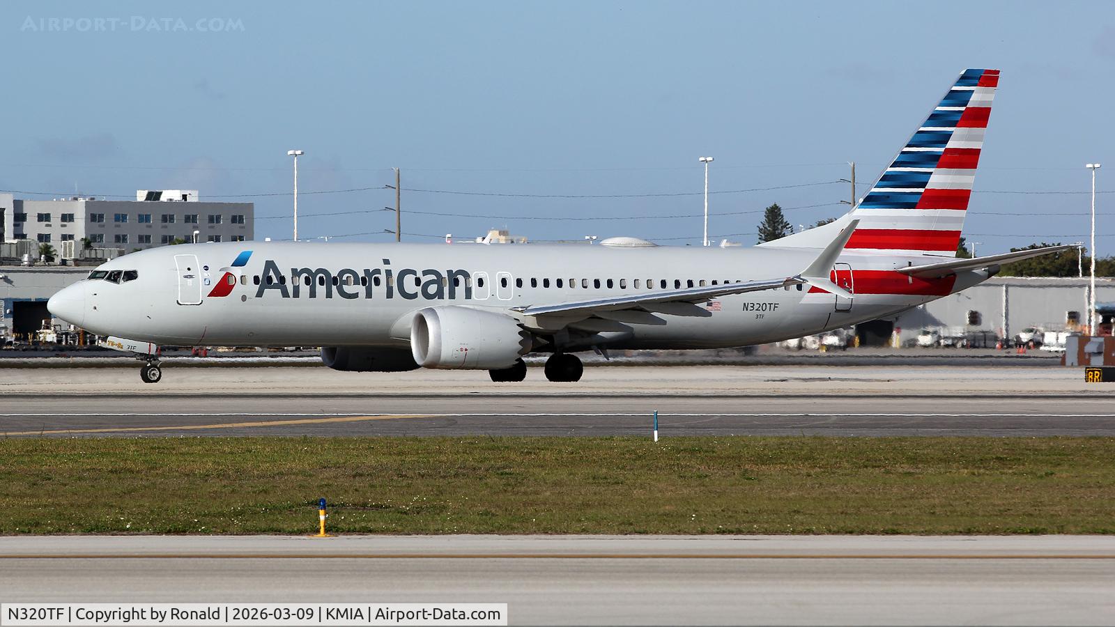 Aircraft N320TF, 2023 Boeing 737-8, c/n 68100, at mia, at KMIA, photo by Ronald