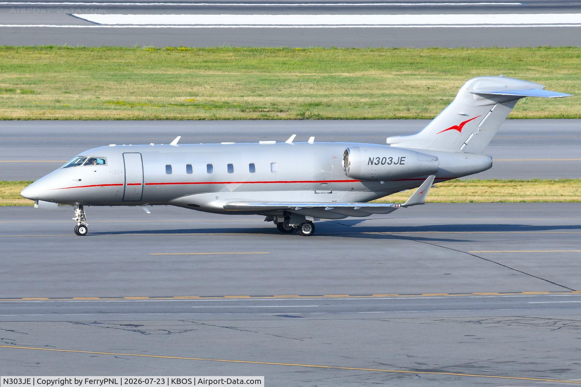 Aircraft N303JE, 2011 Bombardier BD-100-1A10, c/n 20320, Vista America CL300, at KBOS, photo by FerryPNL