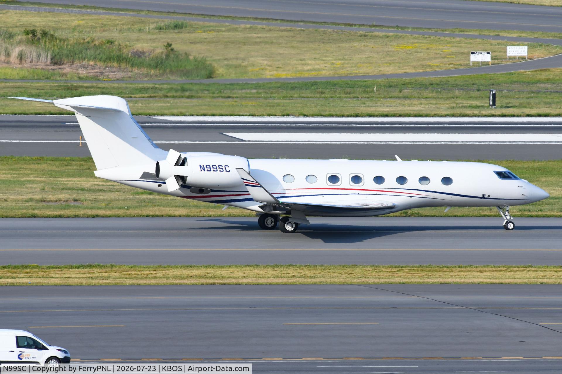 Aircraft N99SC, 2023 Gulfsream G650ER, c/n 6557, Another upgrade by Suffolk Aviation, from a G4 and a G550 to G650ER, at KBOS, photo by FerryPNL
