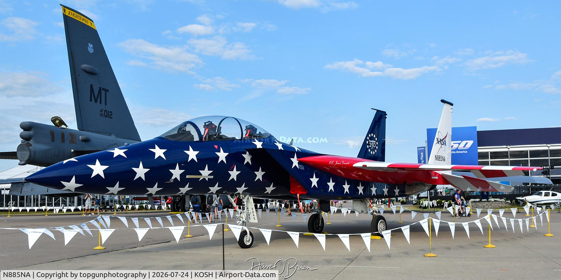 Aircraft N885NA, McDonnell Douglas F-15D Eagle, c/n 78-0565, NASA F-15D at Boeing Plaza, at KOSH, photo by topgunphotography