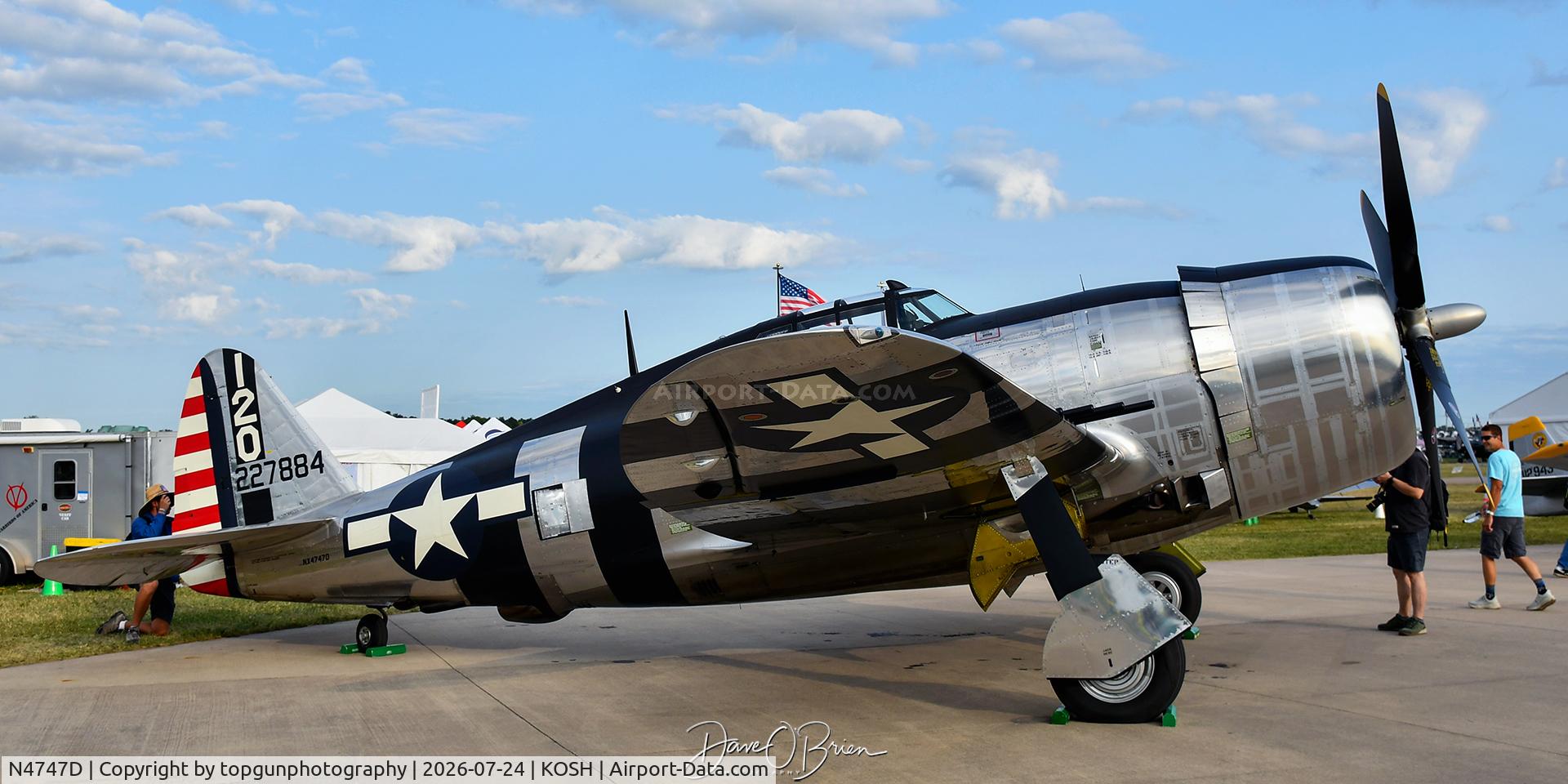 Aircraft N4747D, 1942 Republic P-47D Thunderbolt, c/n 2695-1771, BONNIE on the warbird ramp, at KOSH, photo by topgunphotography