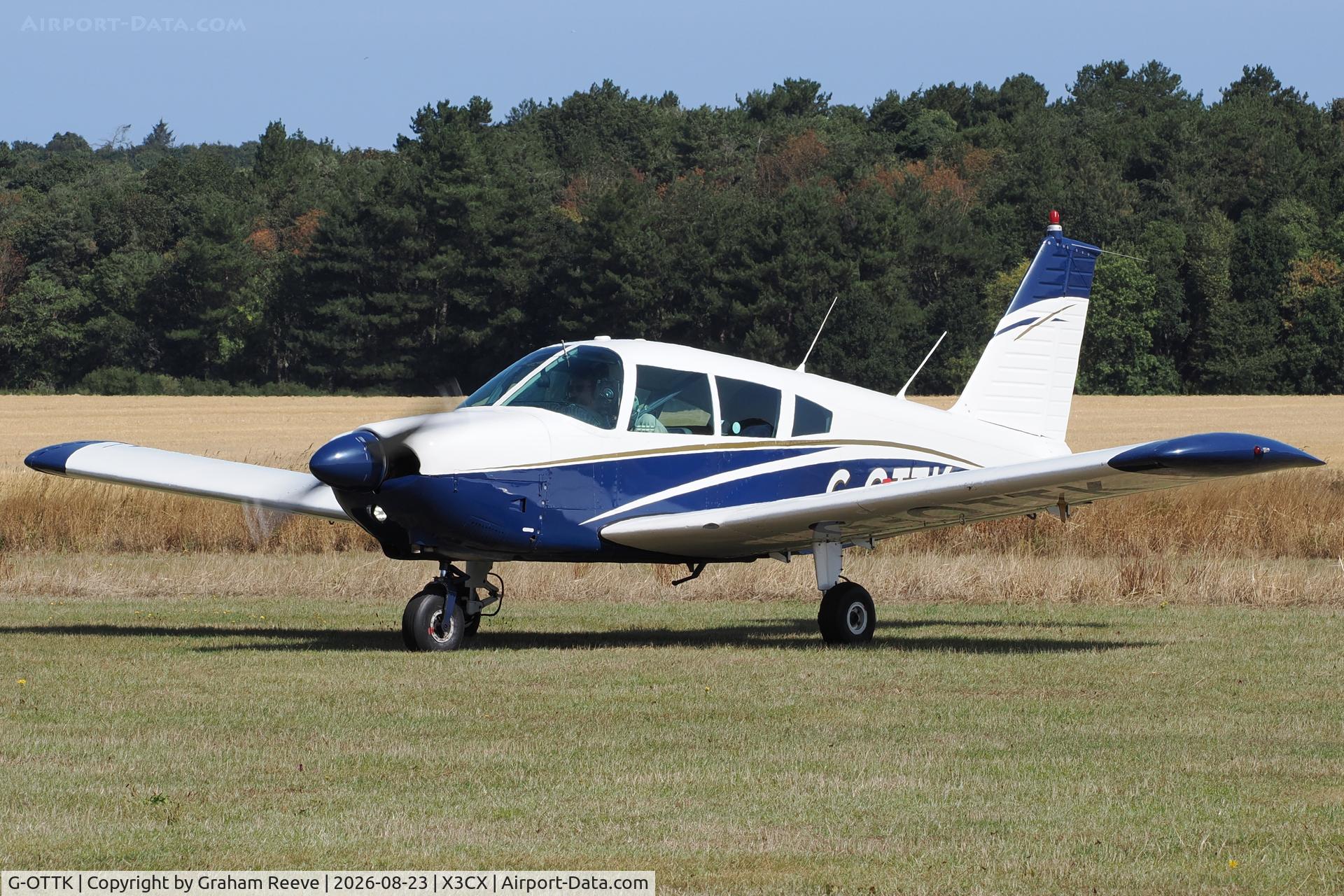 Aircraft G-OTTK, 1970 Piper PA-28-180 Cherokee E, c/n 28-5794, Just landed at Northrepps., at X3CX, photo by Graham Reeve