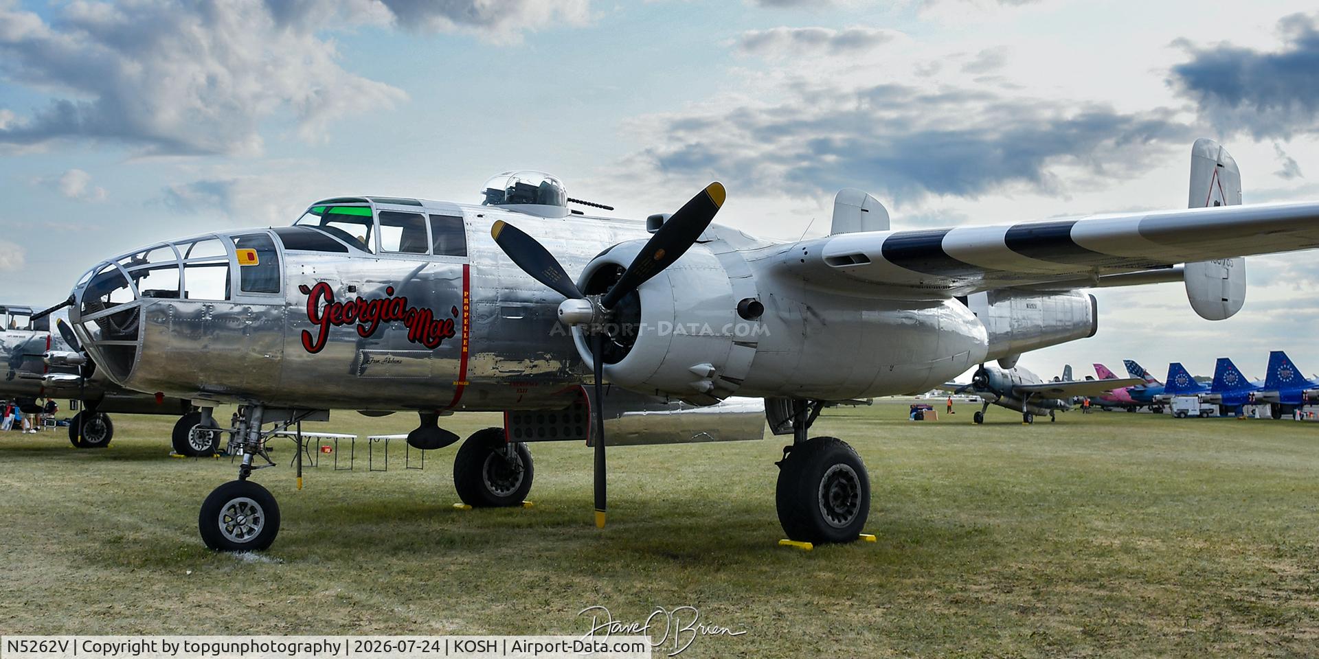 Aircraft N5262V, 1944 North American B-25J-32-NC Mitchell, c/n 44-86785, Georgia Mai Oshkosh Warbird Park 26, at KOSH, photo by topgunphotography