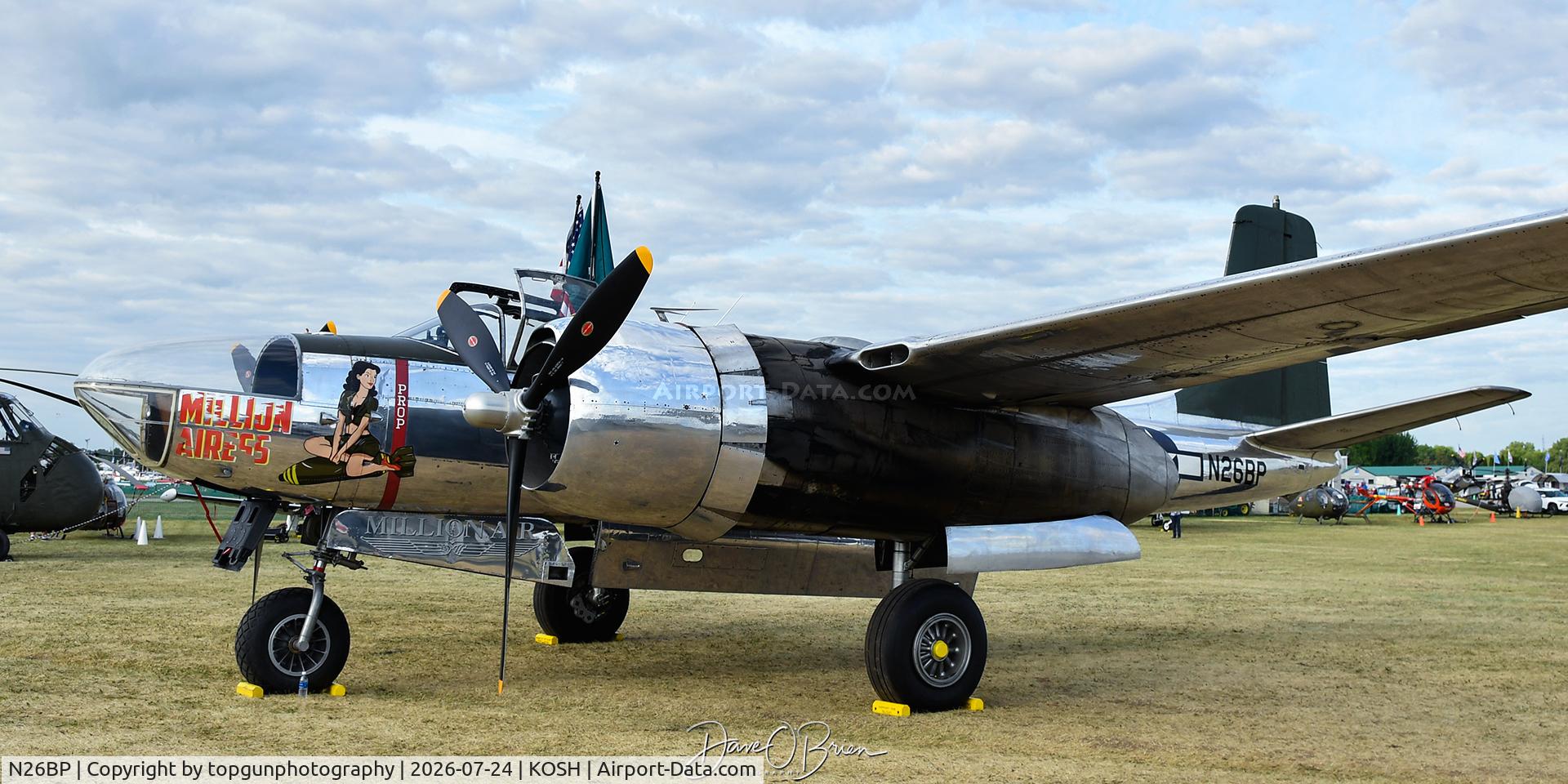 Aircraft N26BP, 1944 Douglas A-26B Invader Invader, c/n 7072, Million Airess Oshkosh Warbird Park 26, at KOSH, photo by topgunphotography