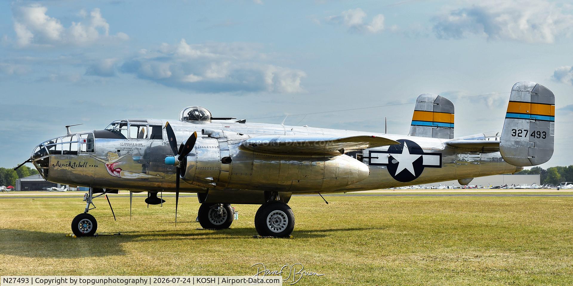 Aircraft N27493, 1944 North American TB-25K Mitchell, c/n 44-29869/108-33144, Miss Mitchell Oshkosh Warbird Park 26, at KOSH, photo by topgunphotography
