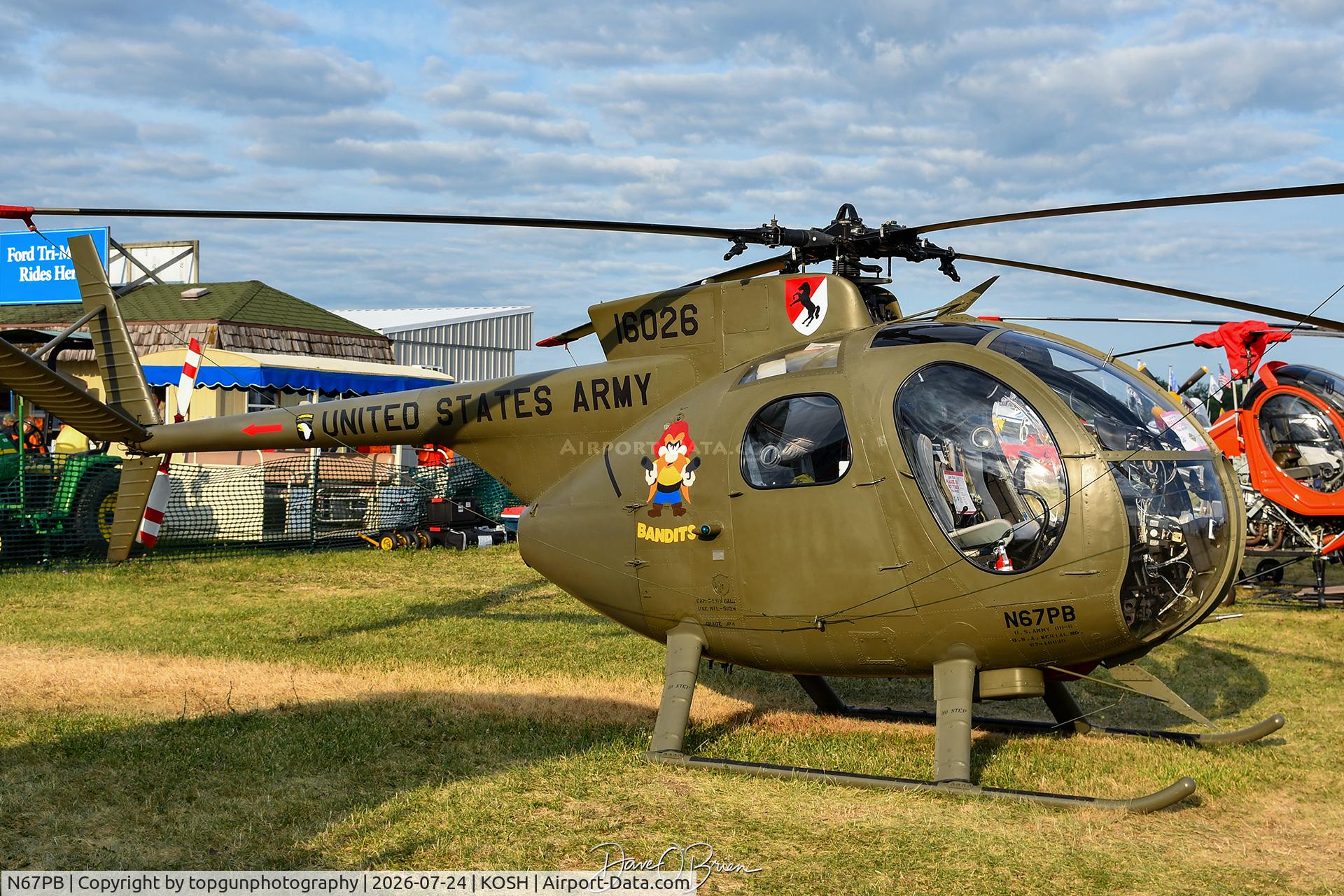 Aircraft N67PB, 1968 Hughes OH-6A Cayuse, c/n 480411, LOACH Oshkosh Warbird Park 26, at KOSH, photo by topgunphotography