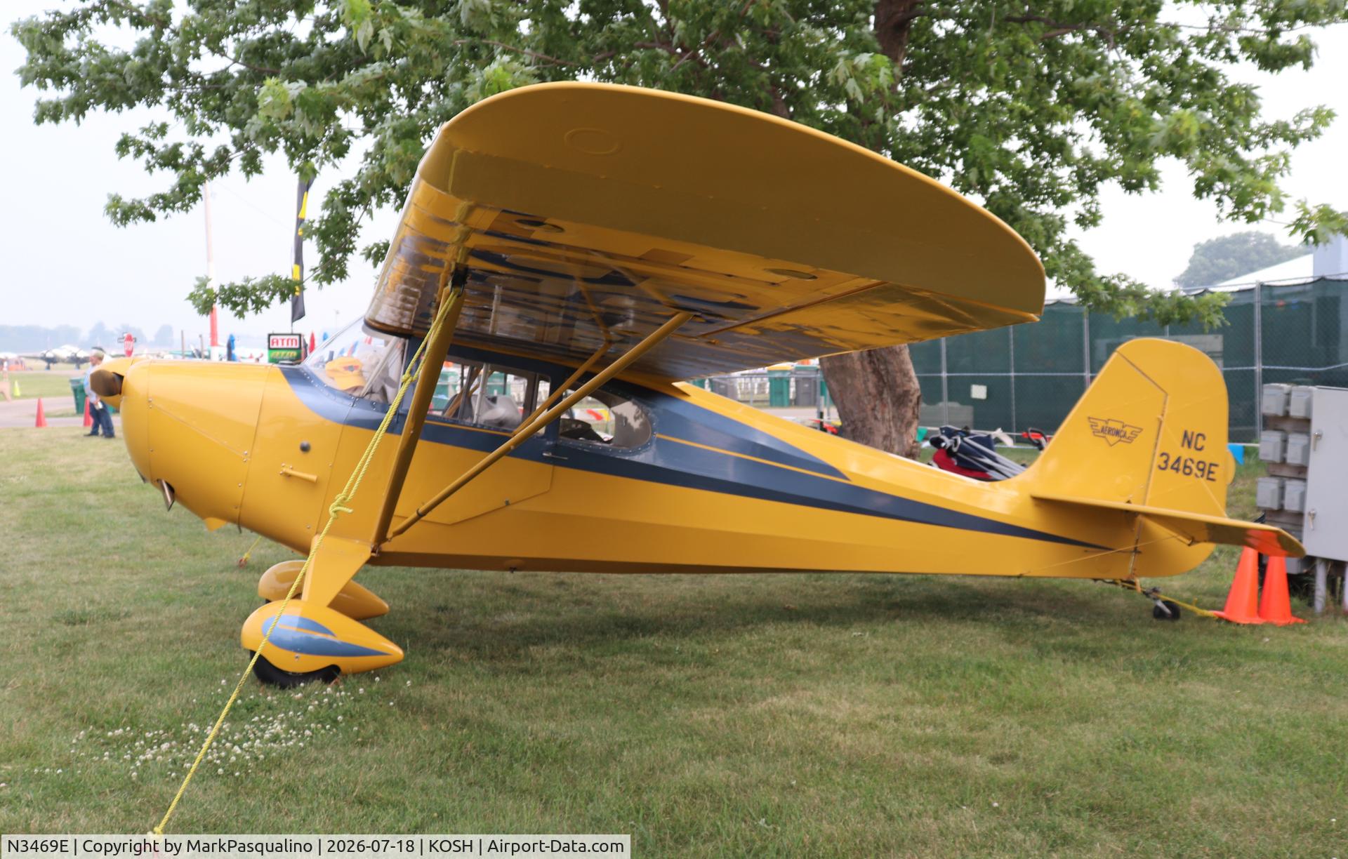 Aircraft N3469E, 1947 Aeronca 11AC Chief, c/n 11AC-1764, Aeronca 11AC, at KOSH, photo by MarkPasqualino