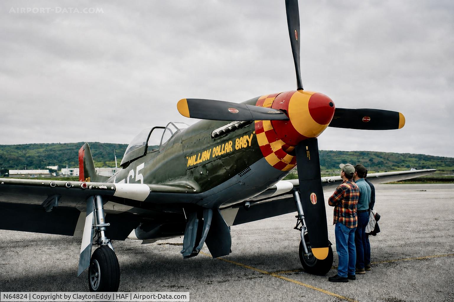 Aircraft N64824, 1944 North American P-51D-30NA Mustang, c/n 122-4929, 1990's?, at HAF, photo by ClaytonEddy