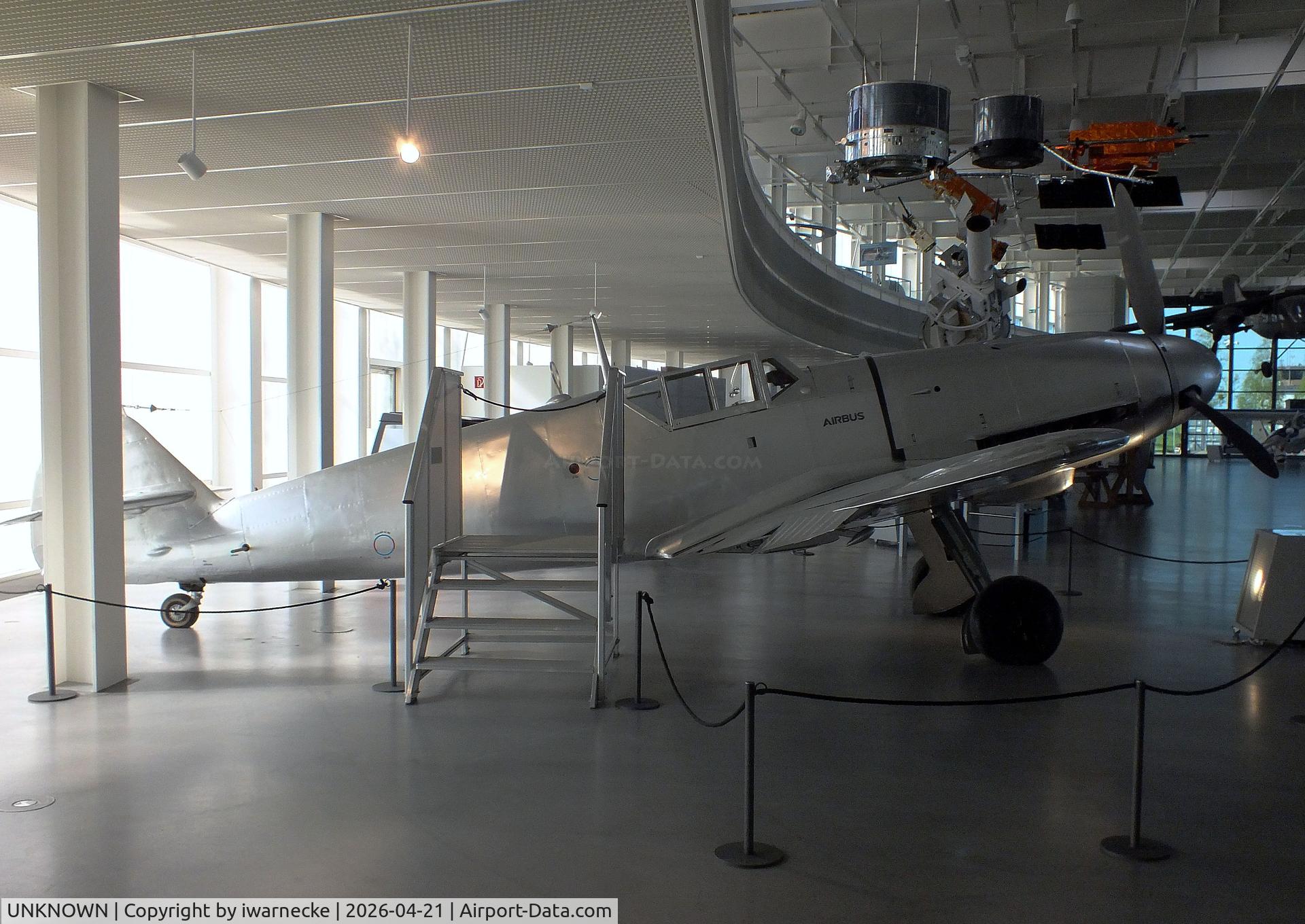 Aircraft UNKNOWN, Hispano HA-1109-K1L/Bf-109G-2, c/n 54, Hispano HA-1109-K1L rebuilt as Messerschmitt Bf 109G-2 at the Dornier Museum, Friedrichshafen, photo by iwarnecke