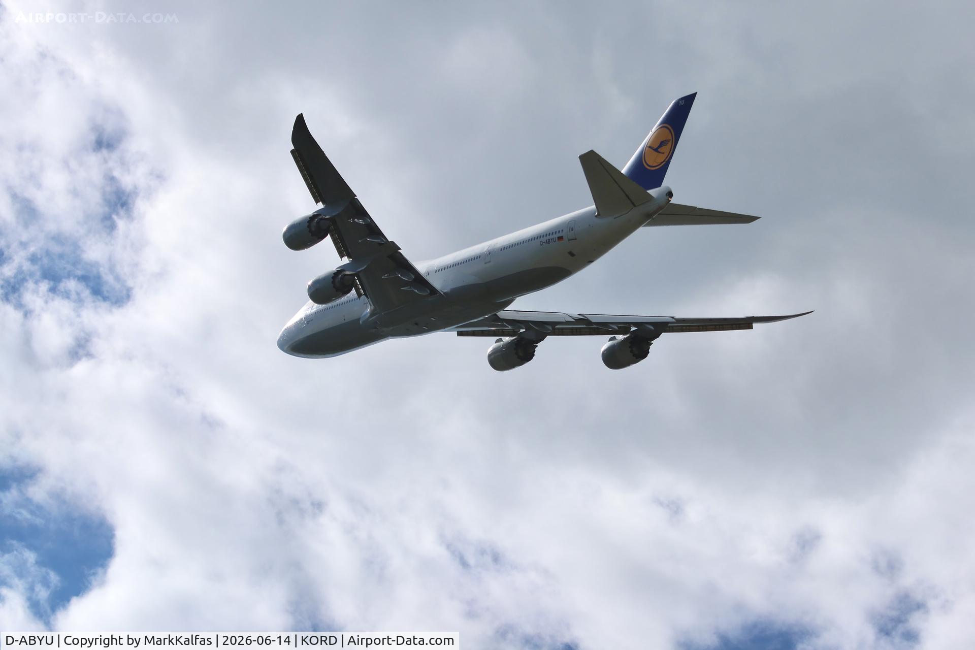 Aircraft D-ABYU, 2015 Boeing 747-830, c/n 37845 l/n 1514, B748 Luftahnsa Boeing 747-830 D-ABYU departing 28R KORD, at KORD, photo by MarkKalfas
