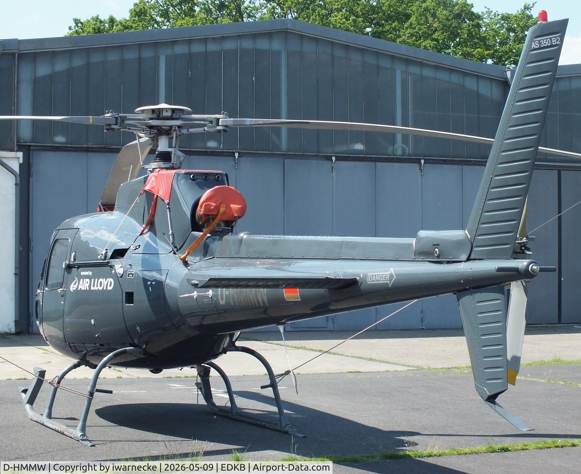 Aircraft D-HMMW, Eurocopter AS-350B-2 Ecureuil Ecureuil, c/n 2727, Eurocopter AS.350B-2 Ecureuil of Air Lloyd at Bonn-Hangelar airfield '2605, at EDKB, photo by iwarnecke