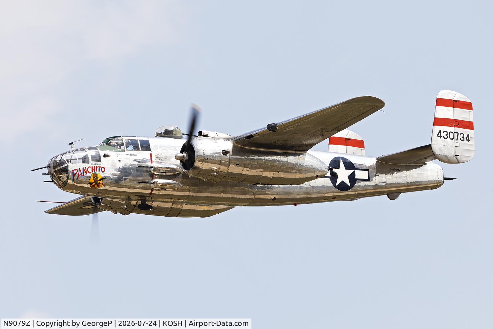 Aircraft N9079Z, 1944 North American TB-25N Mitchell, c/n 108-34009, Airventure 2026., at KOSH, photo by GeorgeP