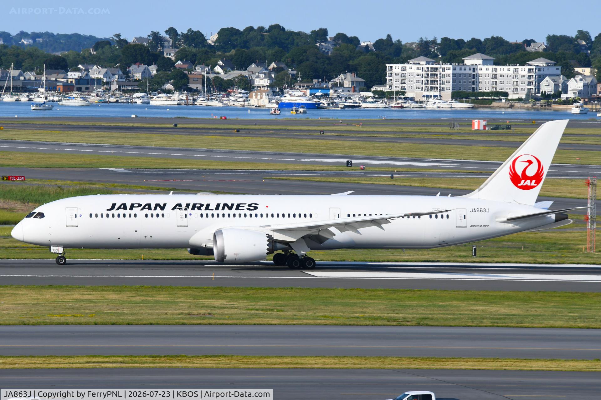 Aircraft JA863J, 2016 Boeing 787-9 Dreamliner Dreamliner, c/n 38137 l/n 391, Arrival of JAL B789, at KBOS, photo by FerryPNL