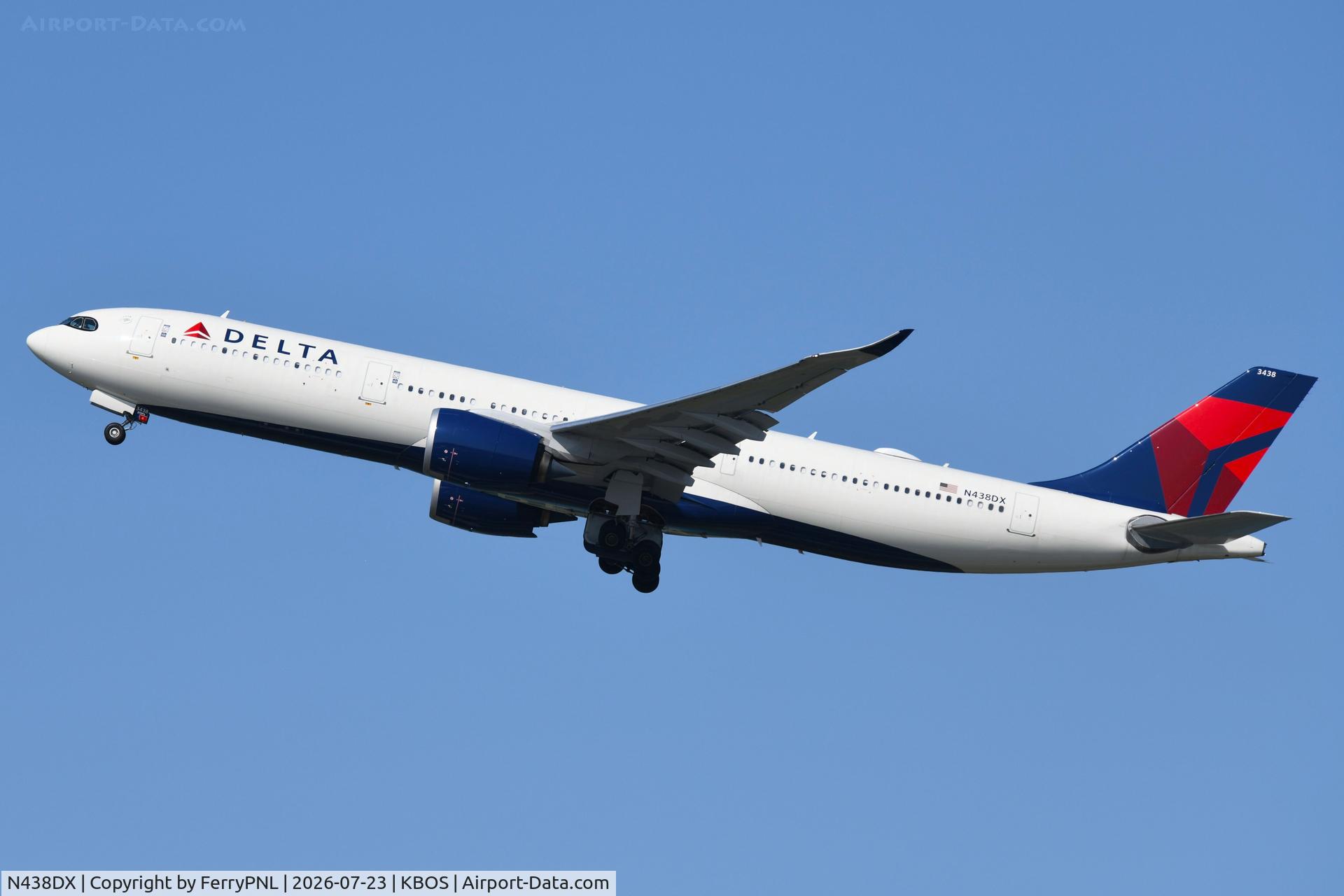 Aircraft N438DX, 2025 Airbus A330-941, c/n 2101, Delta A339 departing BOS, at KBOS, photo by FerryPNL