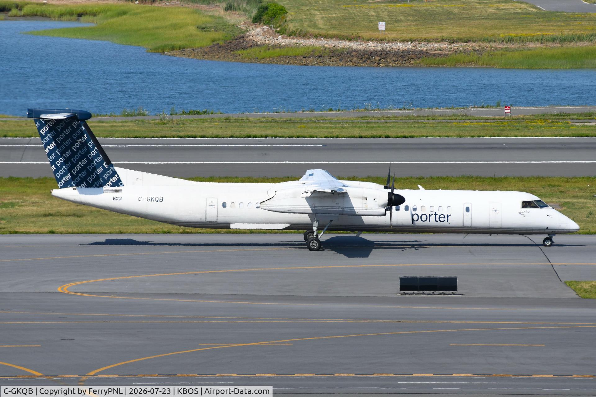Aircraft C-GKQB, 2011 De Havilland Canada DHC-8-402Q Dash 8, c/n 4359, Departure of Porter DHC8, at KBOS, photo by FerryPNL