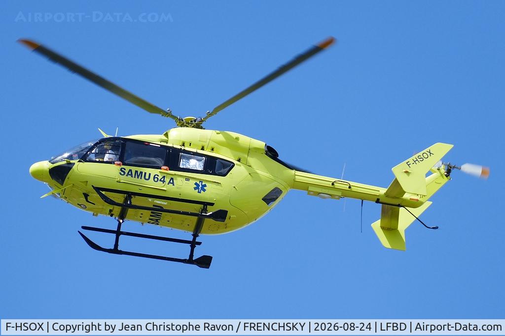 Aircraft F-HSOX, 2010 Eurocopter EC-145 (BK-117C-2), c/n 9271, SAMU64, at LFBD, photo by Jean Christophe Ravon / FRENCHSKY