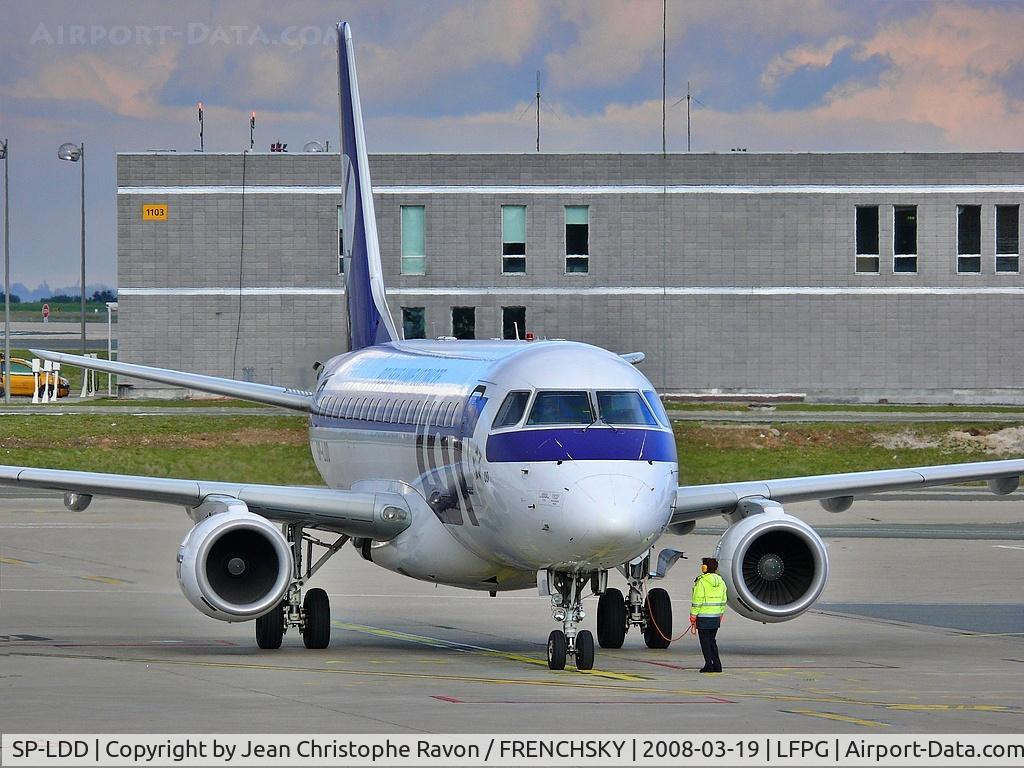 Aircraft SP-LDD, 2004 Embraer 170ST (ERJ-170-100ST), c/n 17000027, LOT Polish Airlines at CDG terminal 1 (now XT-ABS Air Burkina), at LFPG, photo by Jean Christophe Ravon / FRENCHSKY