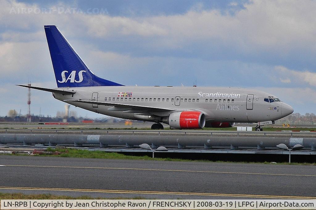 Aircraft LN-RPB, 1998 Boeing 737-683, c/n 28294, "Bure Viking" SAS Scandinavian Airlines System (broken up), at LFPG, photo by Jean Christophe Ravon / FRENCHSKY