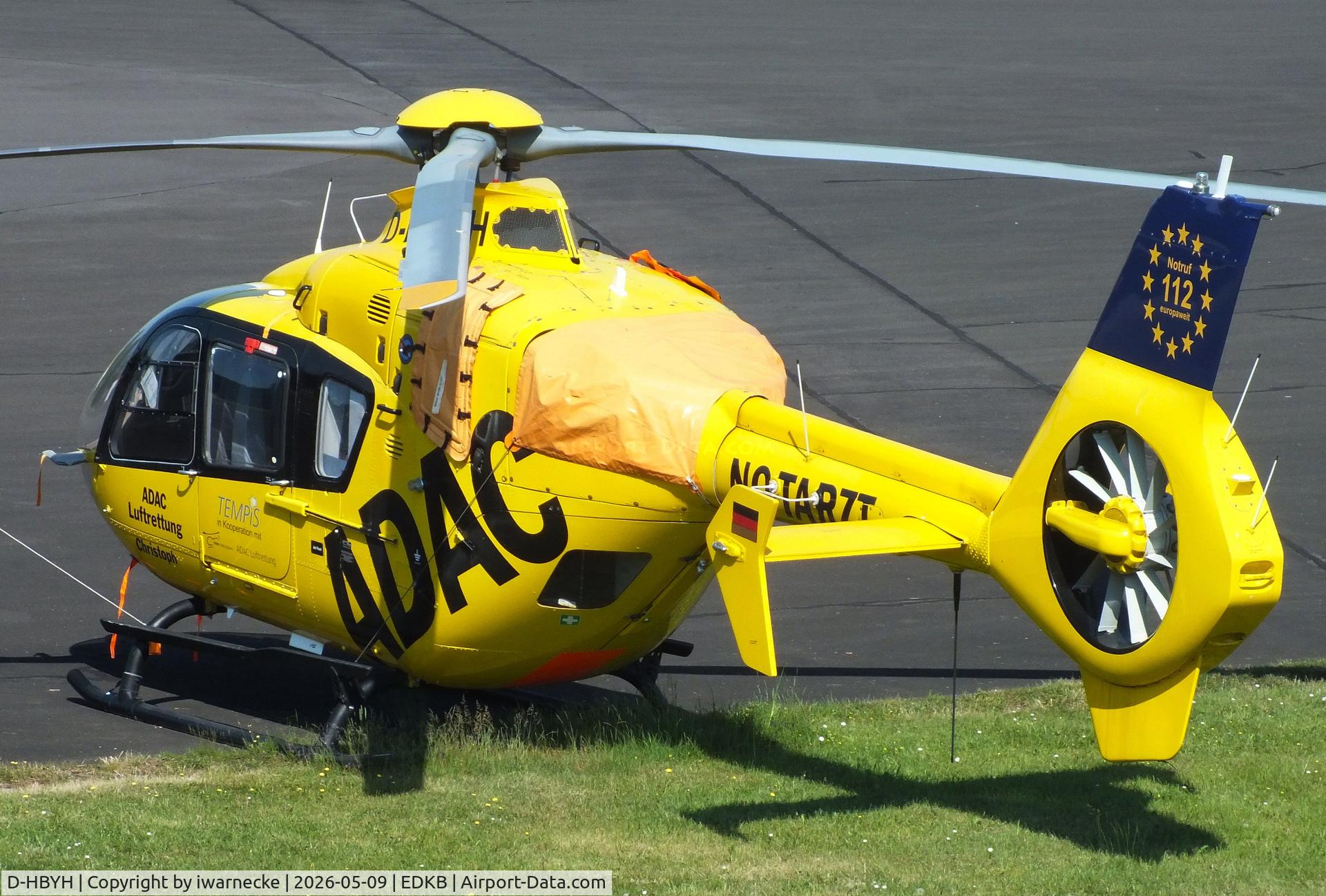 Aircraft D-HBYH, Eurocopter EC-135P-2, c/n 0100, Eurocopter EC135P-2 EMS-helicopter of ADAC Luftrettung at Bonn-Hangelar airfield '2605, at EDKB, photo by iwarnecke