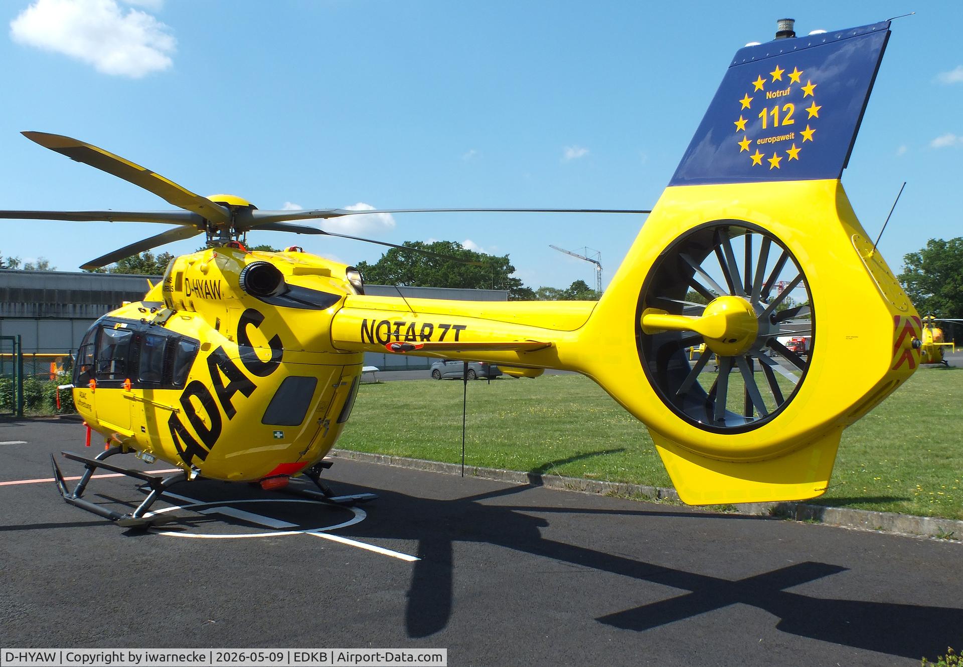 Aircraft D-HYAW, 2026 Airbus Helicopters H145 D3, c/n 21477, Airbus Helicopters H145D-3 EMS-helicopter of ADAC Luftrettung at Bonn-Hangelar airfield '2605, at EDKB, photo by iwarnecke