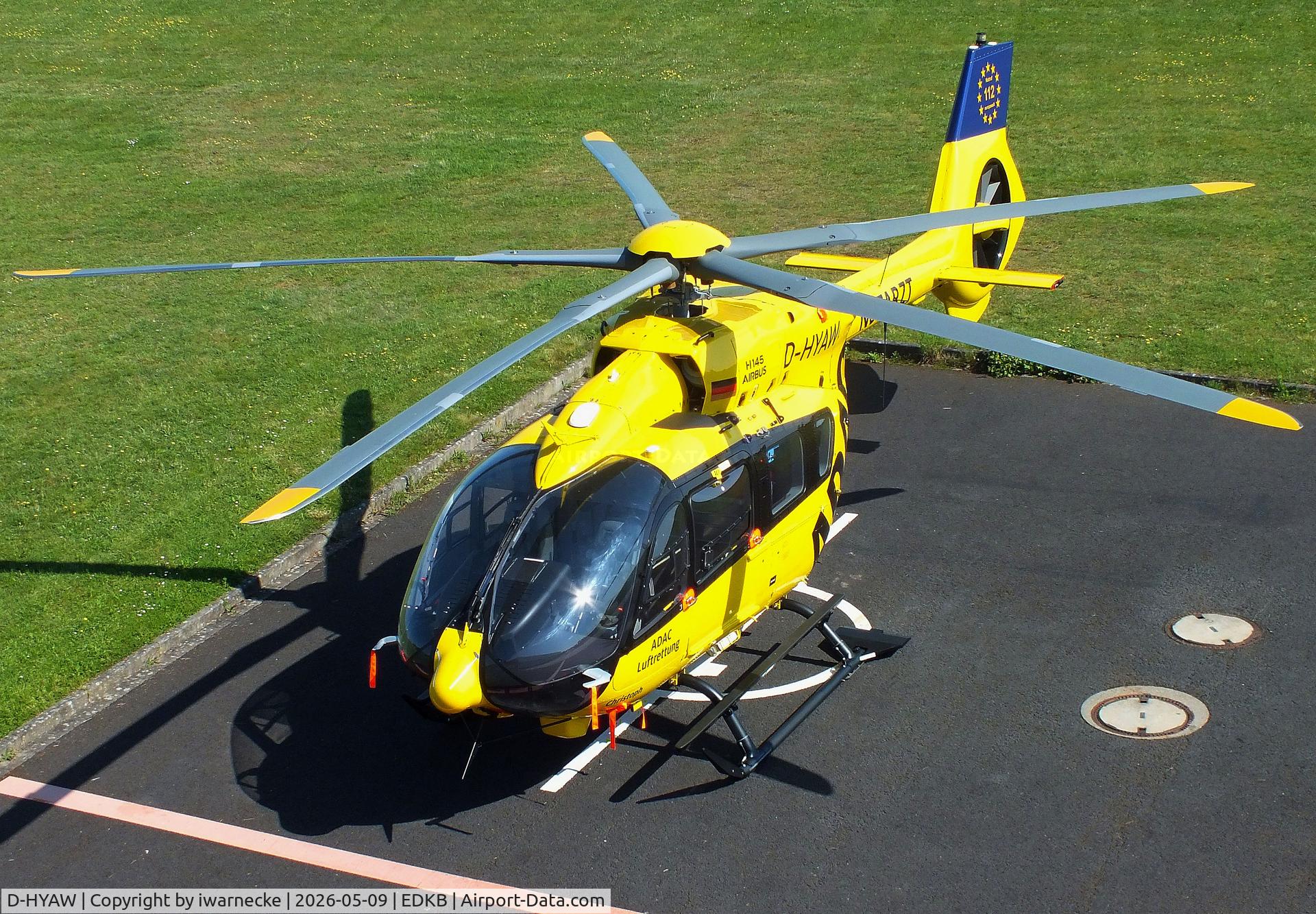 Aircraft D-HYAW, 2026 Airbus Helicopters H145 D3, c/n 21477, Airbus Helicopters H145D-3 EMS-helicopter of ADAC Luftrettung at Bonn-Hangelar airfield '2605, at EDKB, photo by iwarnecke