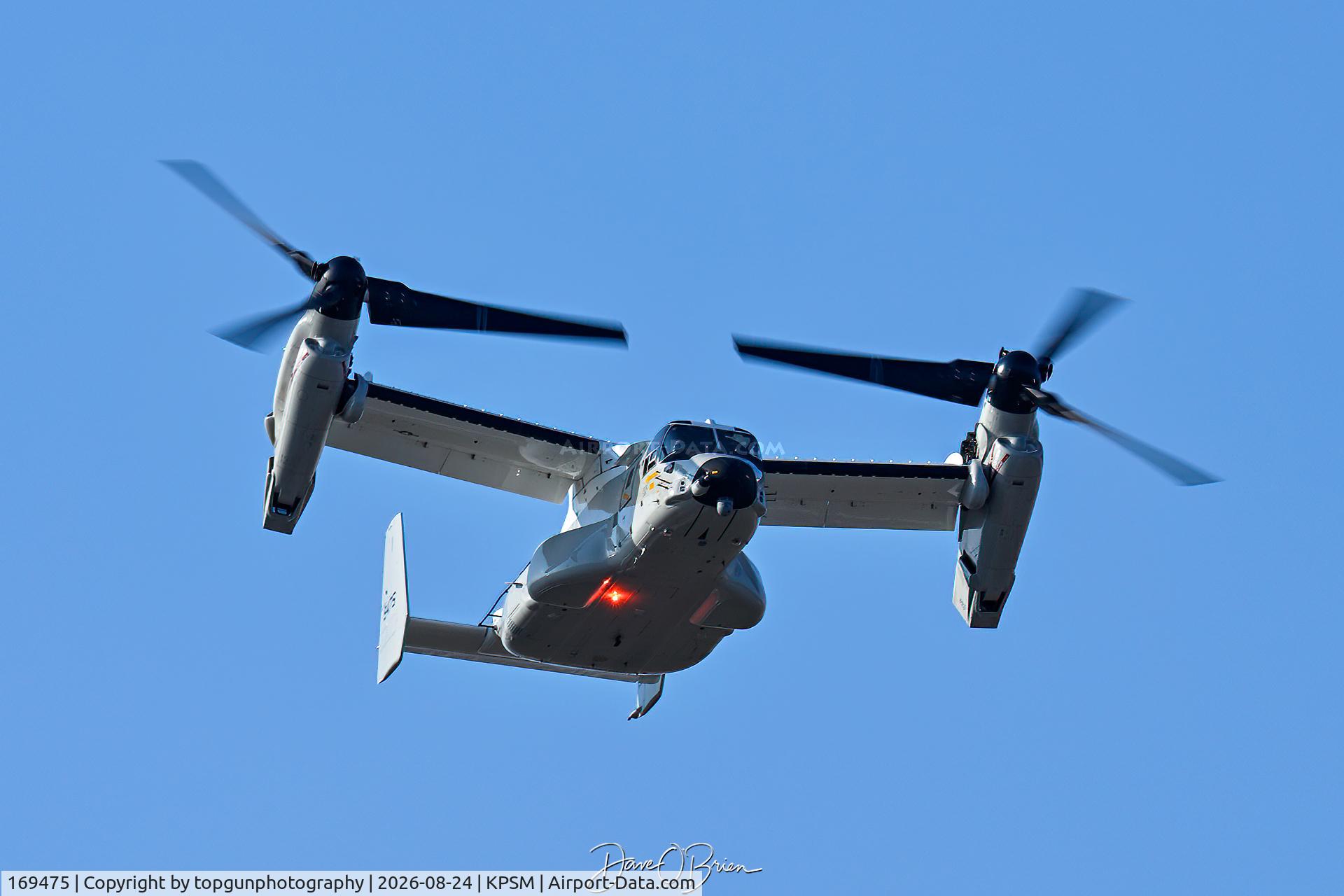 Aircraft 169475, 2025 Bell Boeing CMV-22B Osprey, c/n D2041, BISON64 VRM-40 out of NAS Norfolk, at KPSM, photo by topgunphotography