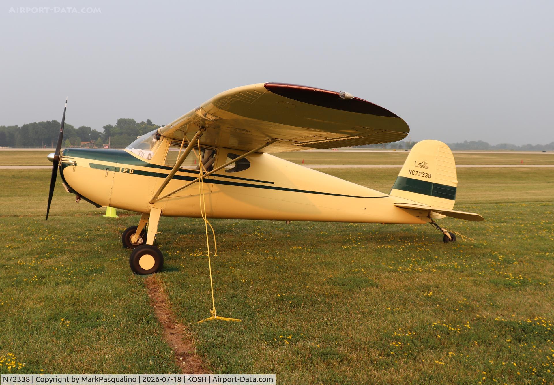 Aircraft N72338, 1946 Cessna 120, c/n 9522, Cessna 120, at KOSH, photo by MarkPasqualino