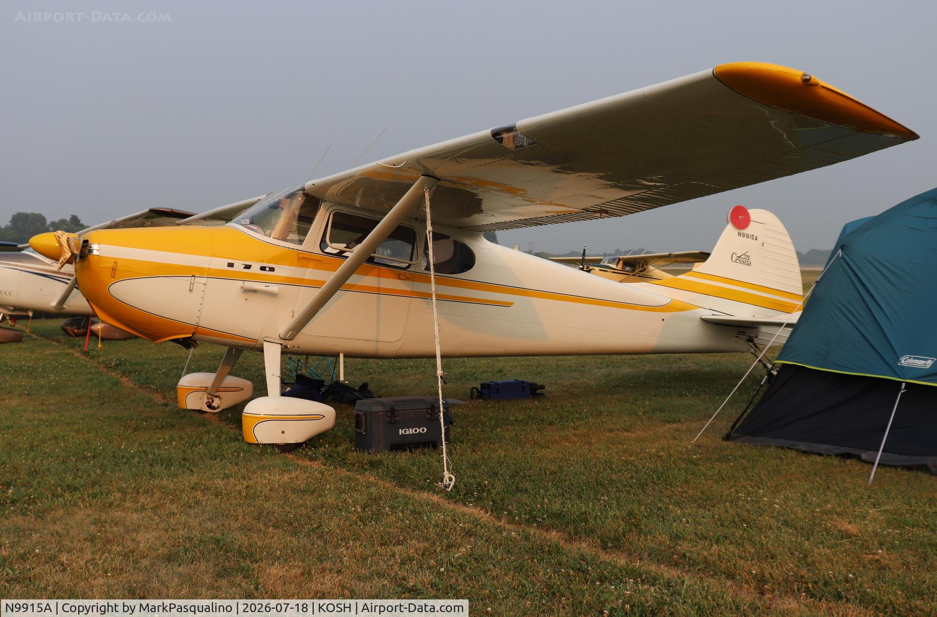 Aircraft N9915A, 1950 Cessna 170A, c/n 19275, Cessna 170A, at KOSH, photo by MarkPasqualino