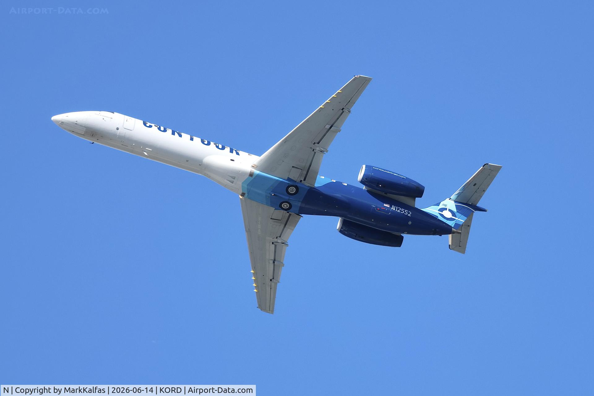 Aircraft N, E145 Countour ERJ-145LR , N12552 departing 28R KORD, at KORD, photo by MarkKalfas