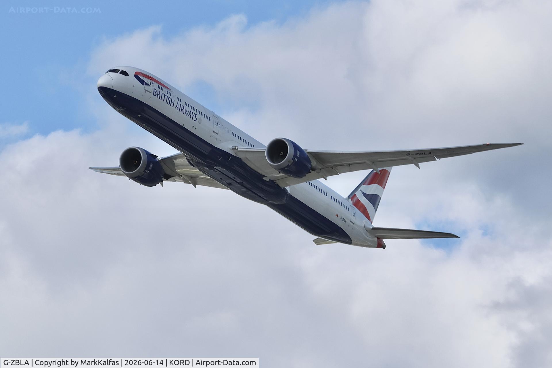 Aircraft G-ZBLA, 2019 Boeing 787-10 Dreamliner, c/n 60637, B78X British Airways Boeing 787-10 Dreamliner G-ZBLA departing 28R KORD, at KORD, photo by MarkKalfas