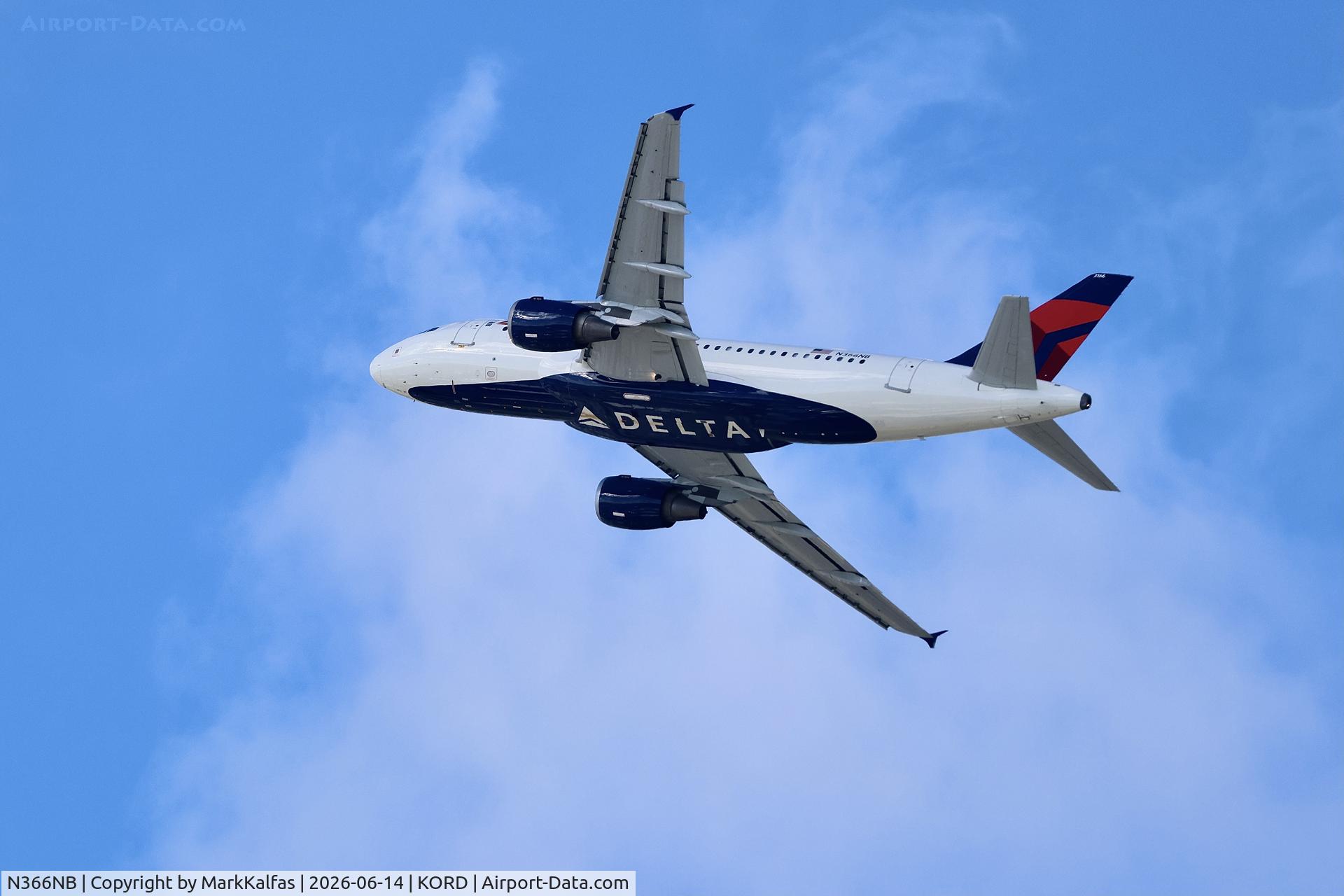 Aircraft N366NB, 2003 Airbus A319-114, c/n 2026, A319 Delta Airbus A319-114 N366NB departing 28R KORD, at KORD, photo by MarkKalfas