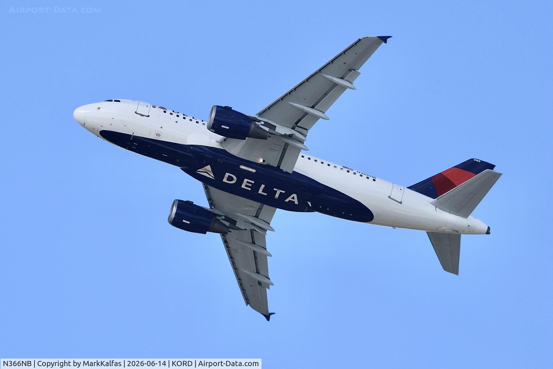 Aircraft N366NB, 2003 Airbus A319-114, c/n 2026, A319 Delta Airbus A319-114 N366NB departing 28R KORD, at KORD, photo by MarkKalfas