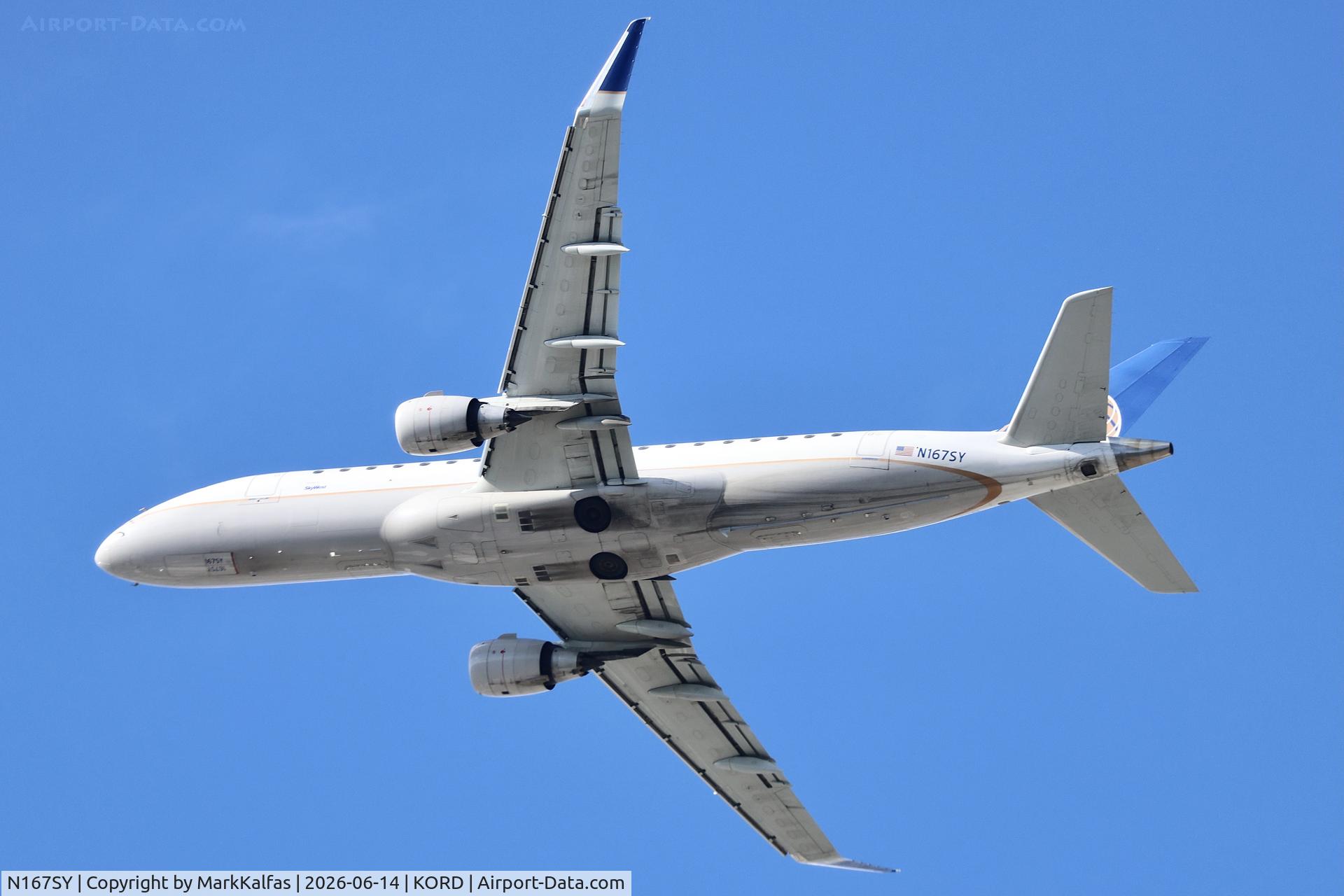 Aircraft N167SY, 2016 Embraer 175LR (ERJ-170-200LR), c/n 17000616, E75L SkyWest / United Express Embraer 175 N167SY, departing 28R KORD, at KORD, photo by MarkKalfas