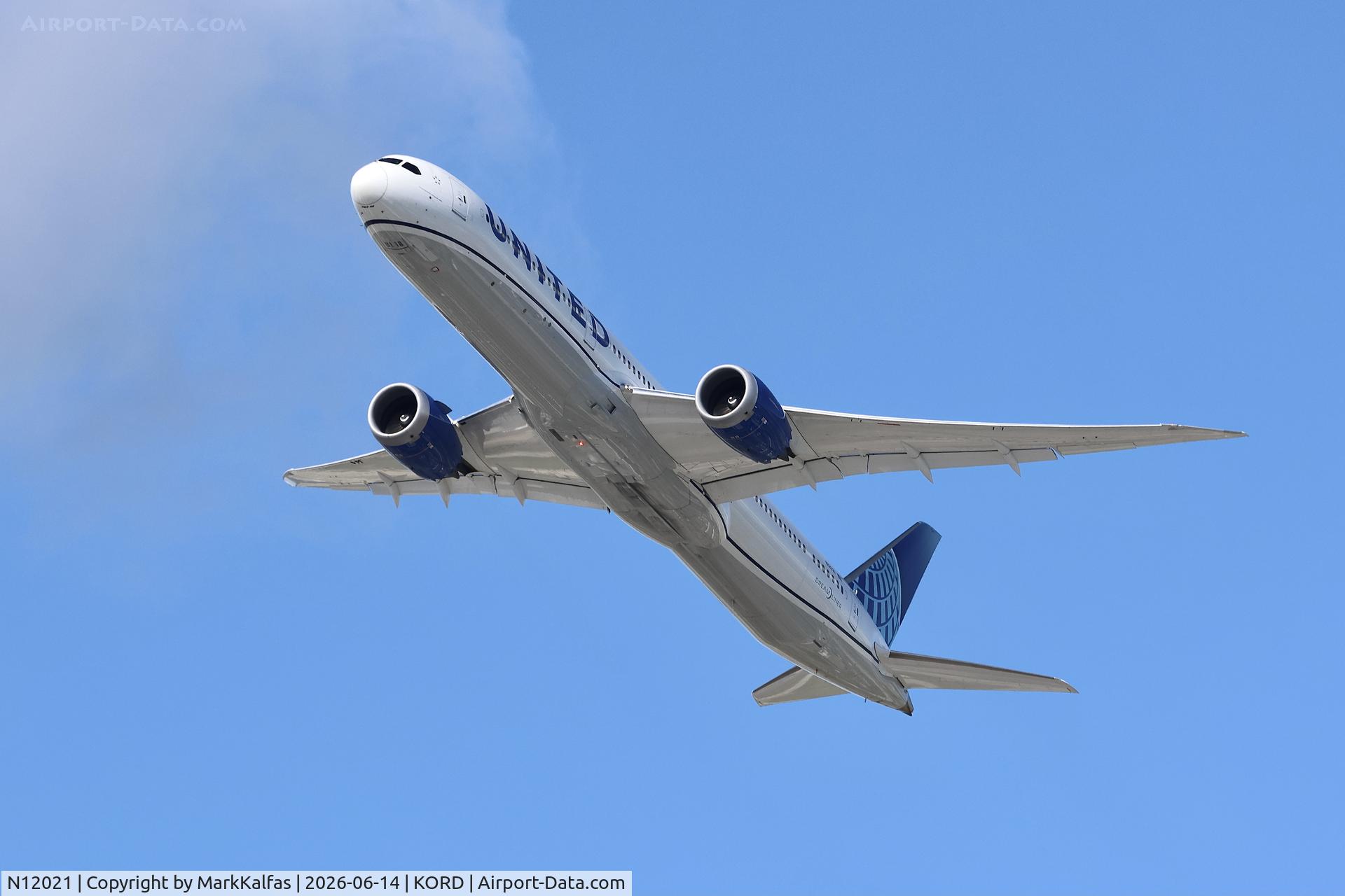 Aircraft N12021, 2022 Boeing 787-10 Dreamliner Dreamliner, c/n 66990 l/n 1138, B78X United Airlines Boeing 787-10 Dreamliner N12021 departing 28R KORD, at KORD, photo by MarkKalfas