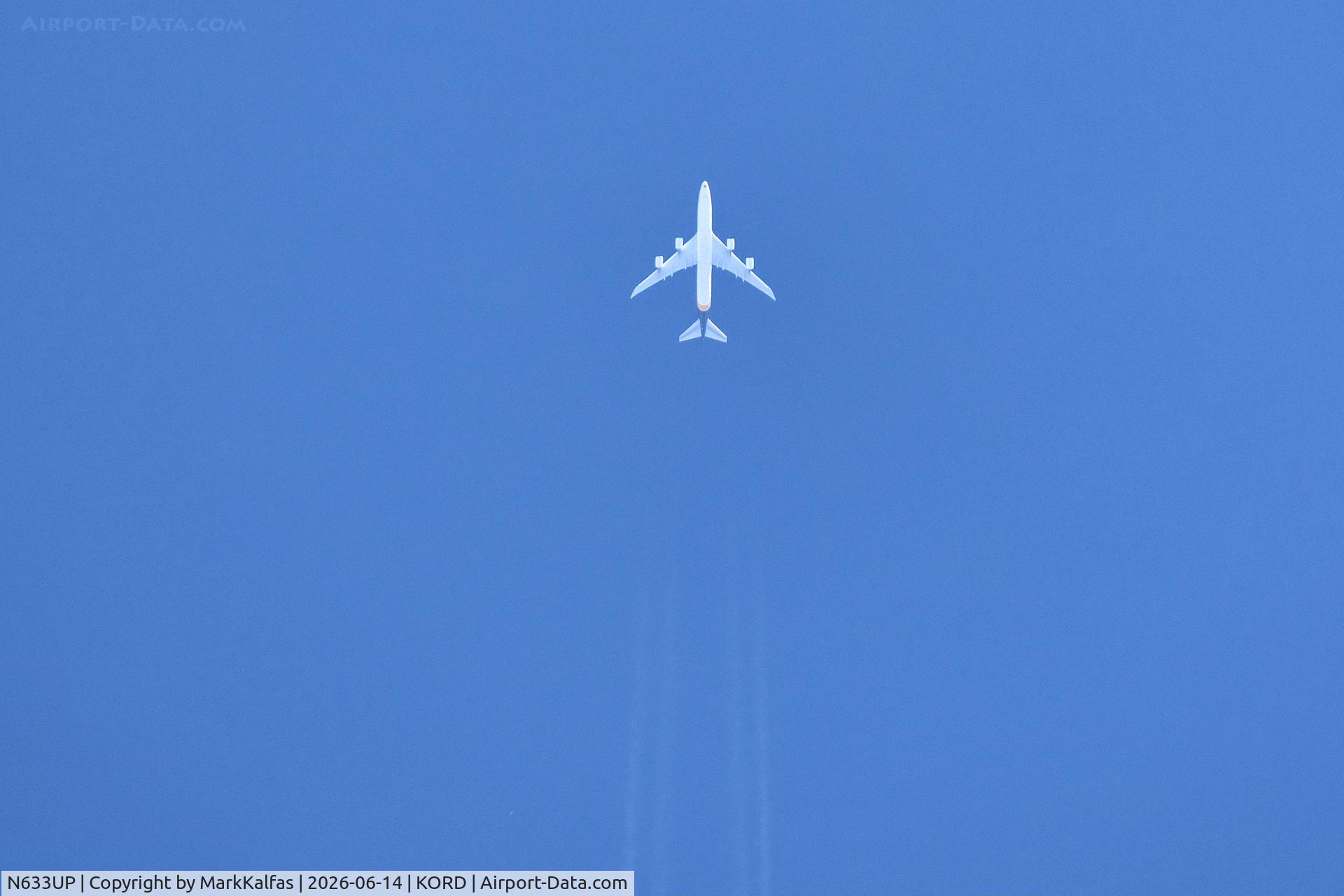 Aircraft N633UP, 2022 Boeing 747-8F, c/n 65774, B748 UPS Boeing 747-8F N633UP, operating as UPS76, en route at FL380, from SDF-ANC over KORD, at KORD, photo by MarkKalfas