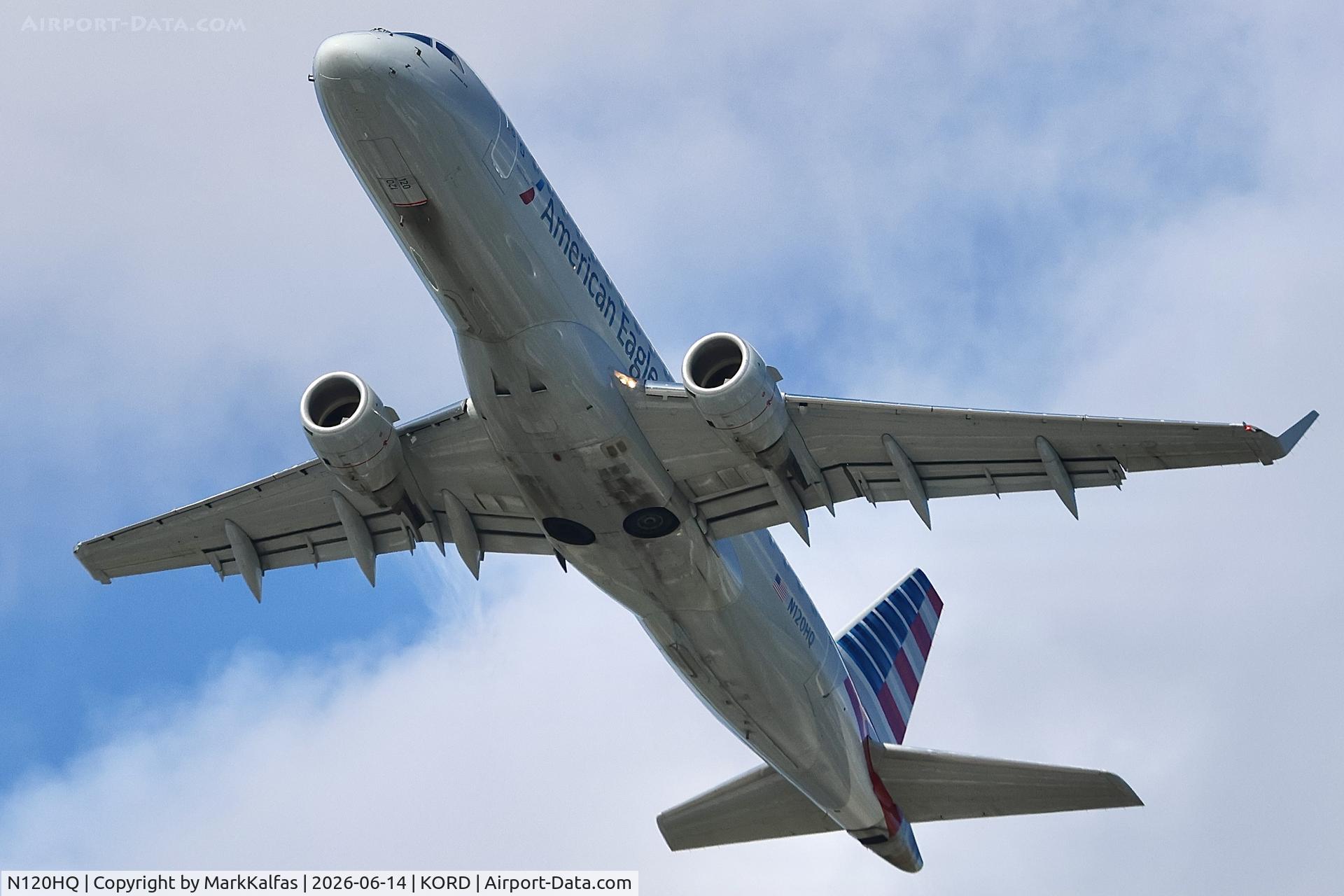Aircraft N120HQ, 2007 Embraer 175LR (ERJ-170-200LR), c/n 17000193, E75L Envoy / American Eagle Embraer 175LR N120HQ departing 28R KORD, at KORD, photo by MarkKalfas