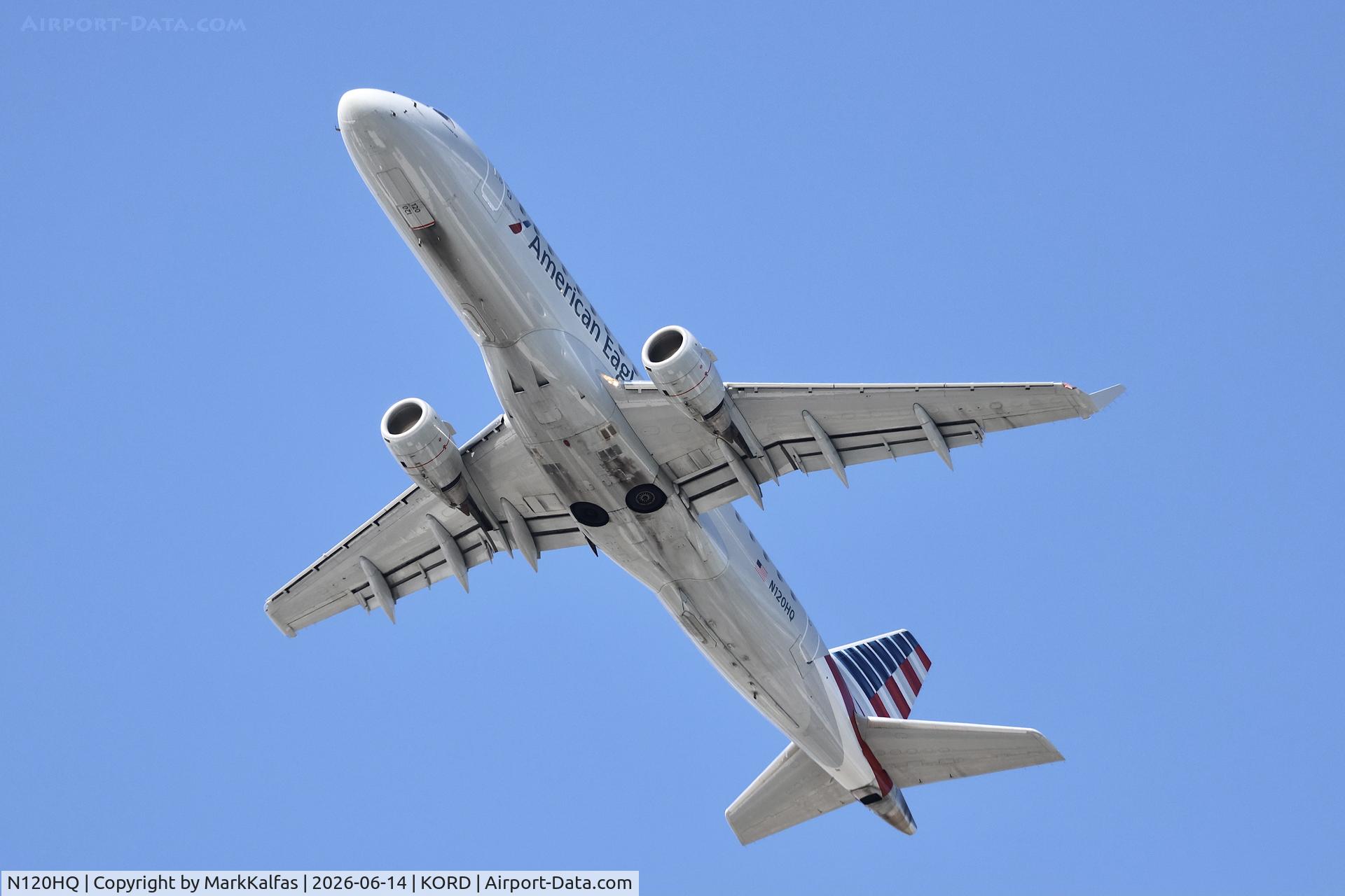 Aircraft N120HQ, 2007 Embraer 175LR (ERJ-170-200LR), c/n 17000193, E75L Envoy / American Eagle Embraer 175LR N120HQ departing 28R KORD, at KORD, photo by MarkKalfas