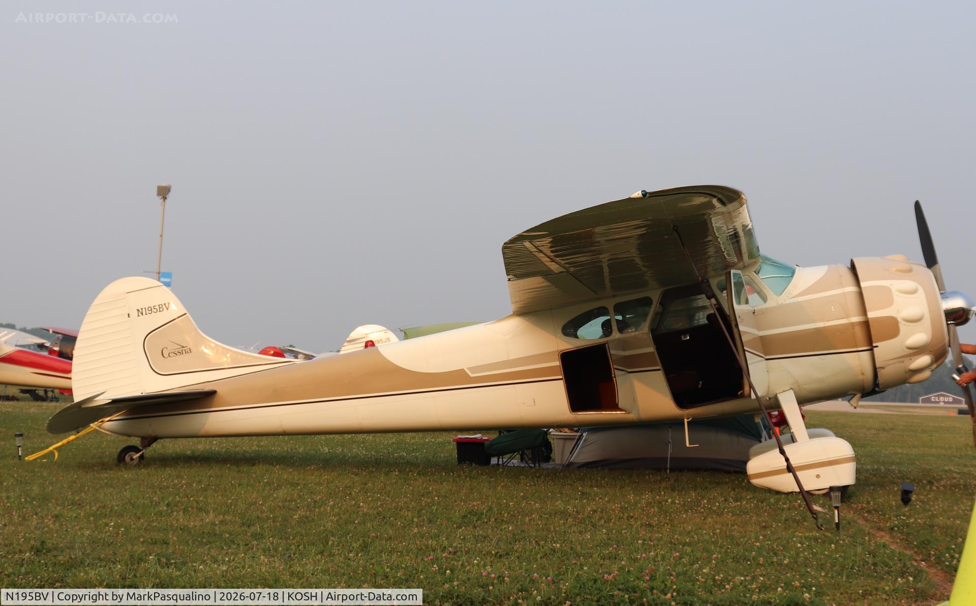 Aircraft N195BV, 1953 Cessna 195B Businessliner, c/n 16057, Cessna 195B, at KOSH, photo by MarkPasqualino