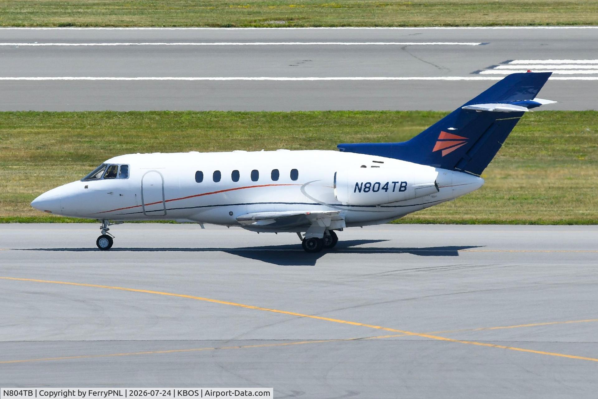Aircraft N804TB, 1999 Raytheon Hawker 800XP, c/n 258438, N804TB III LLC HS800XP, at KBOS, photo by FerryPNL