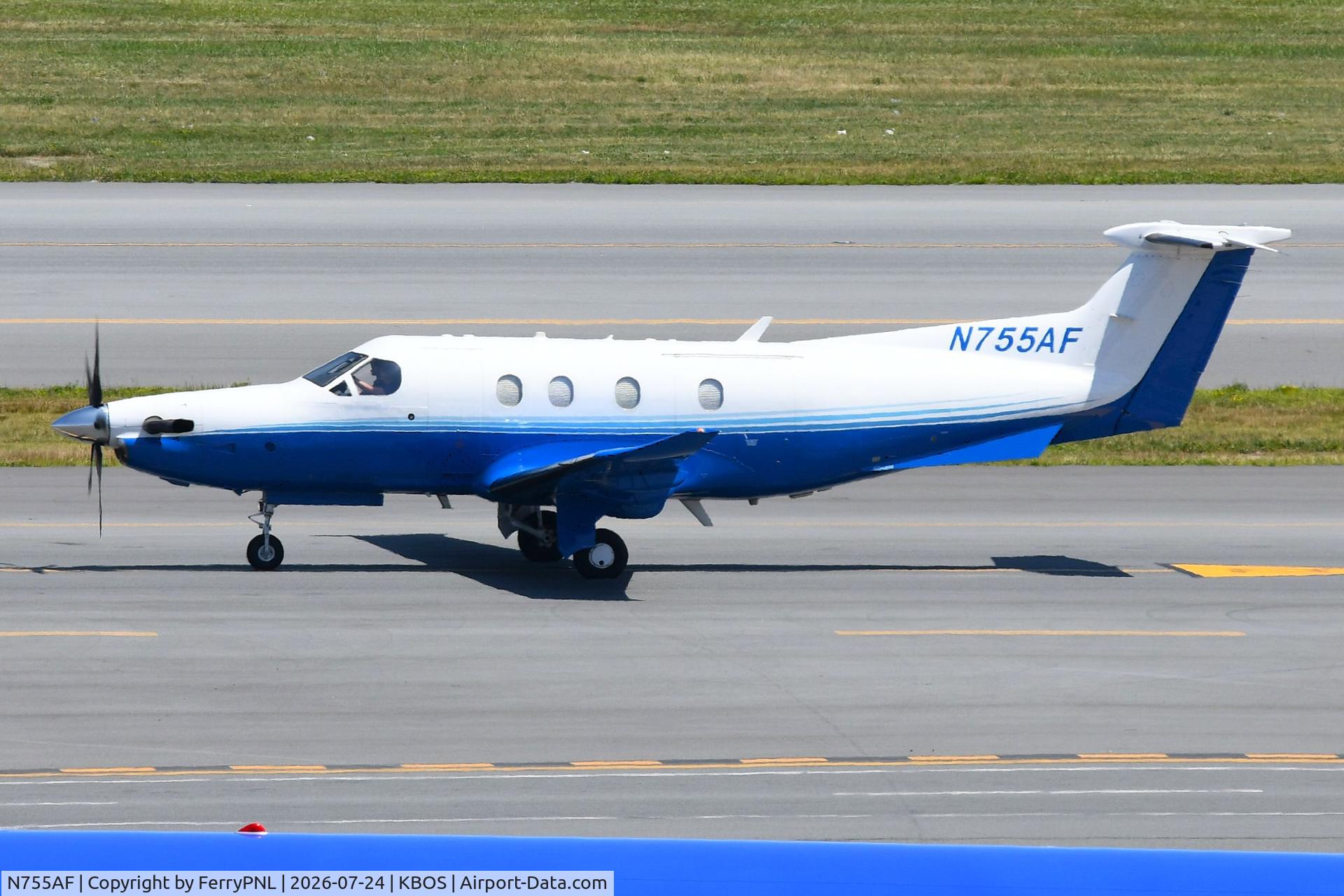 Aircraft N755AF, 2017 Pilatus PC-12/47E, c/n 1755, Cobalt Air PC12, at KBOS, photo by FerryPNL